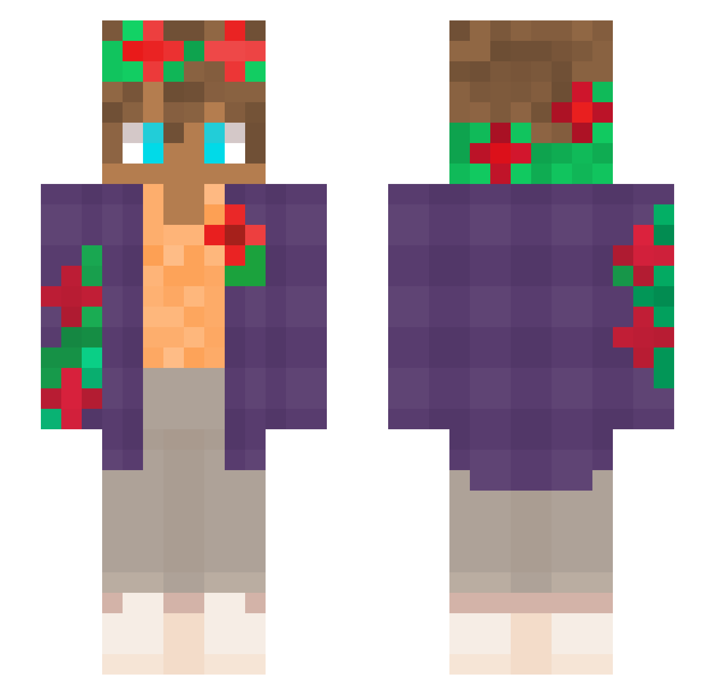 zaynxonshine Minecraft skin, front and back view