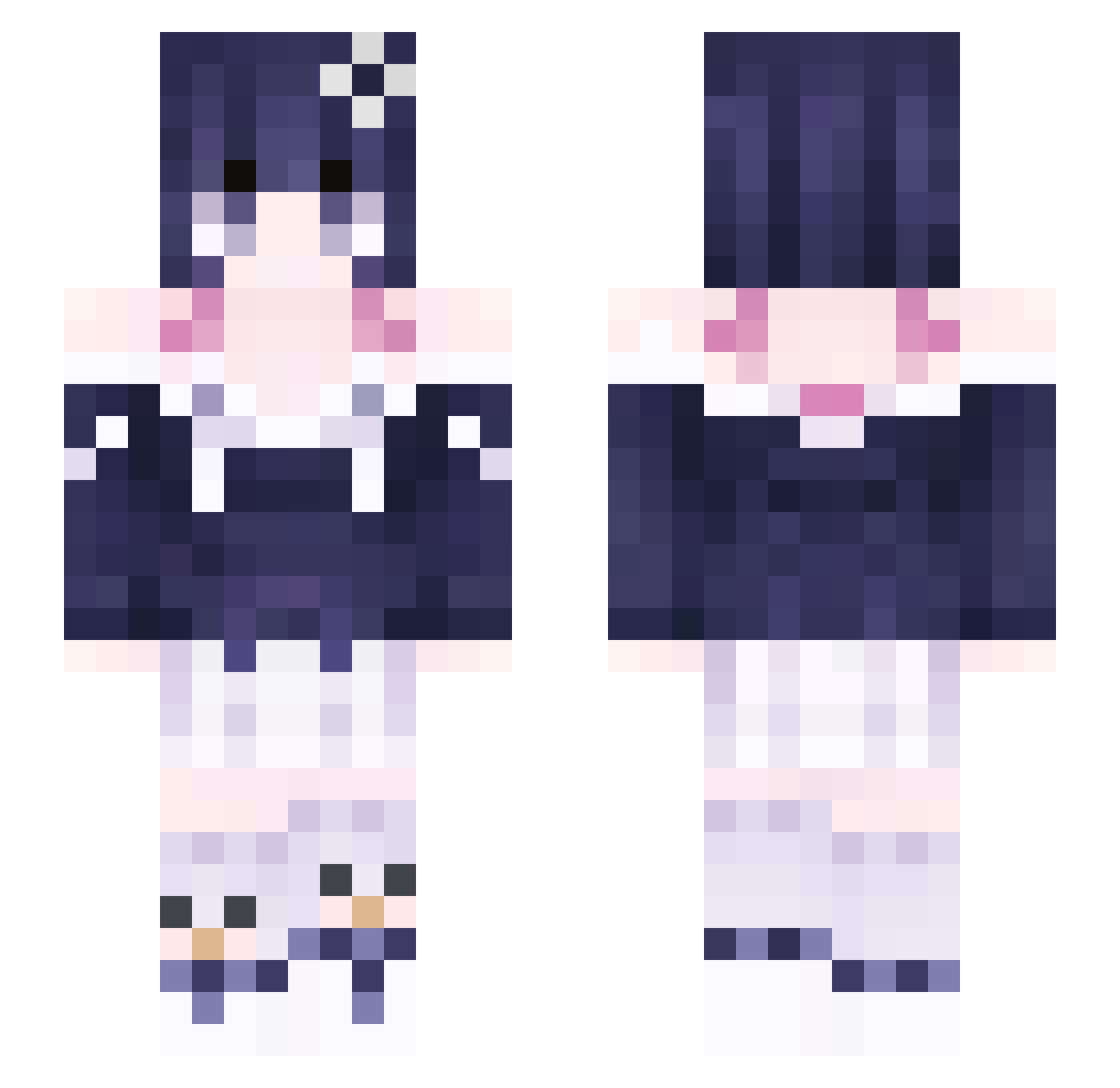 TaxEvadingFemboy Minecraft skin, front and back view