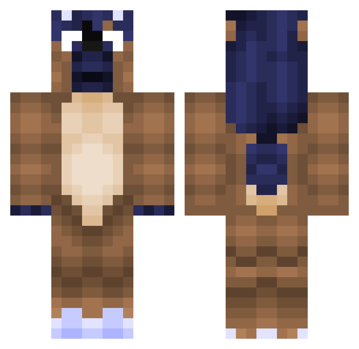 NyxieWickie Minecraft skin, front and back view