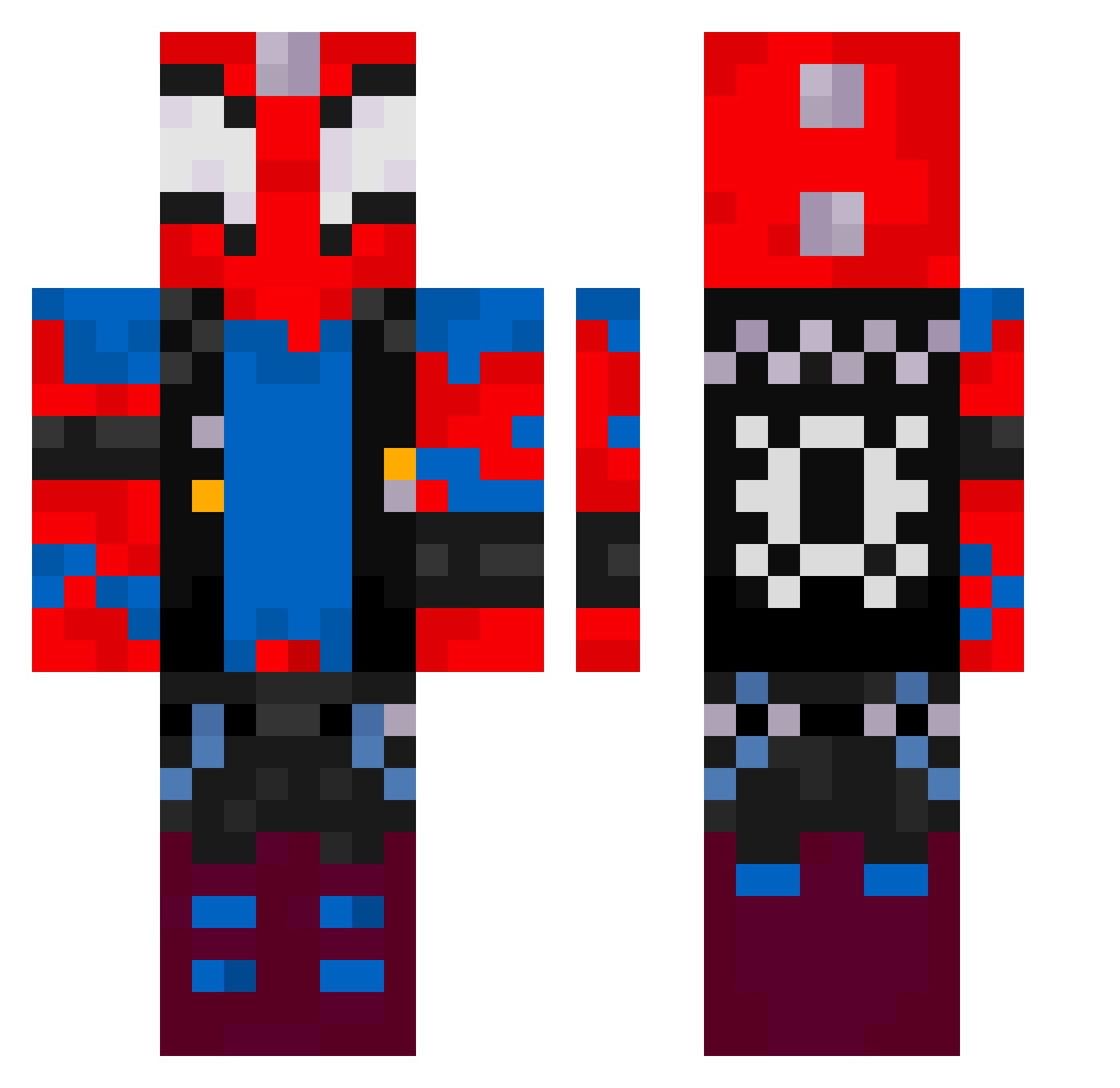 JbDOME Minecraft skin, front and back view