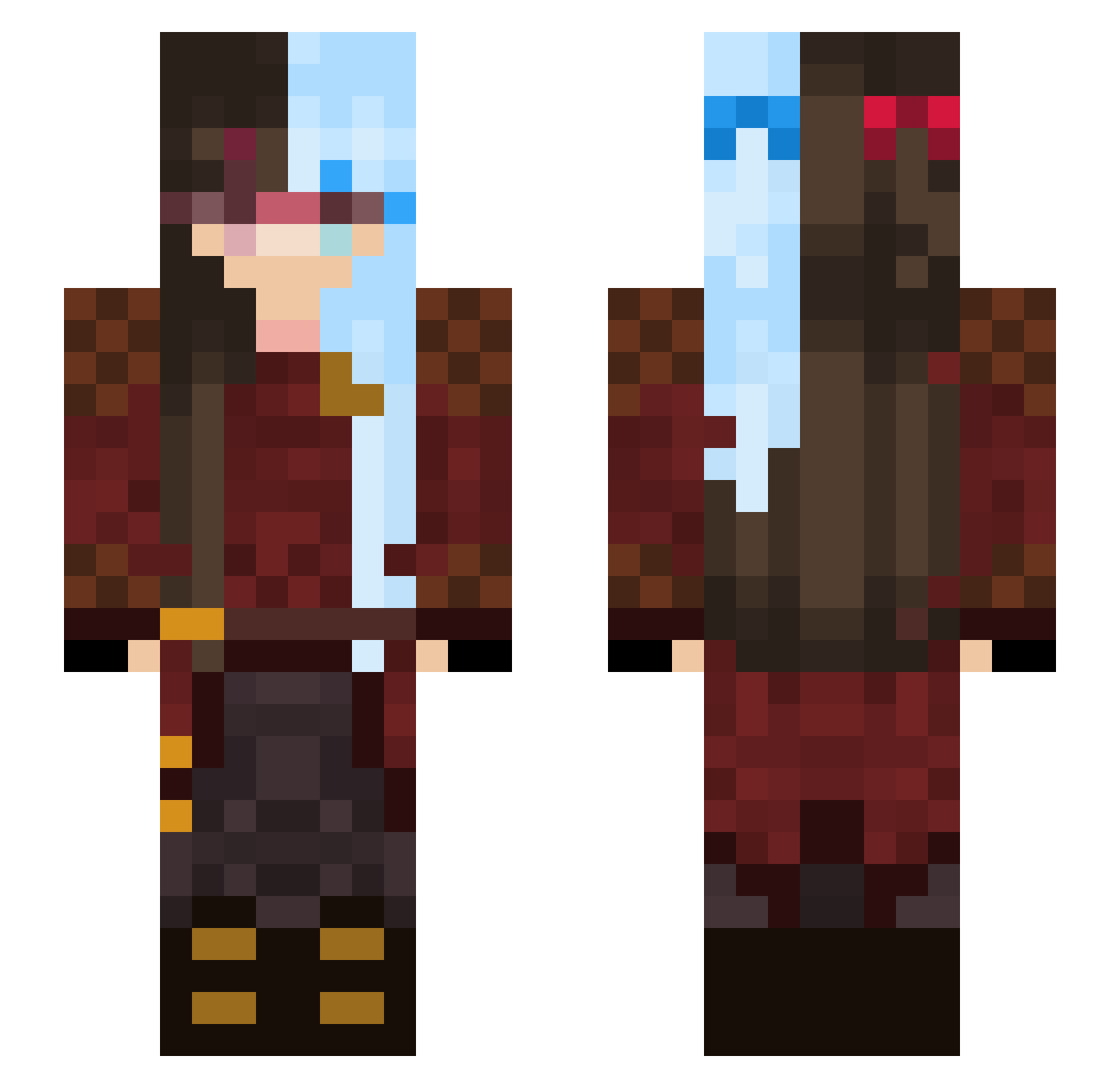 Toebie11 Minecraft skin, front and back view