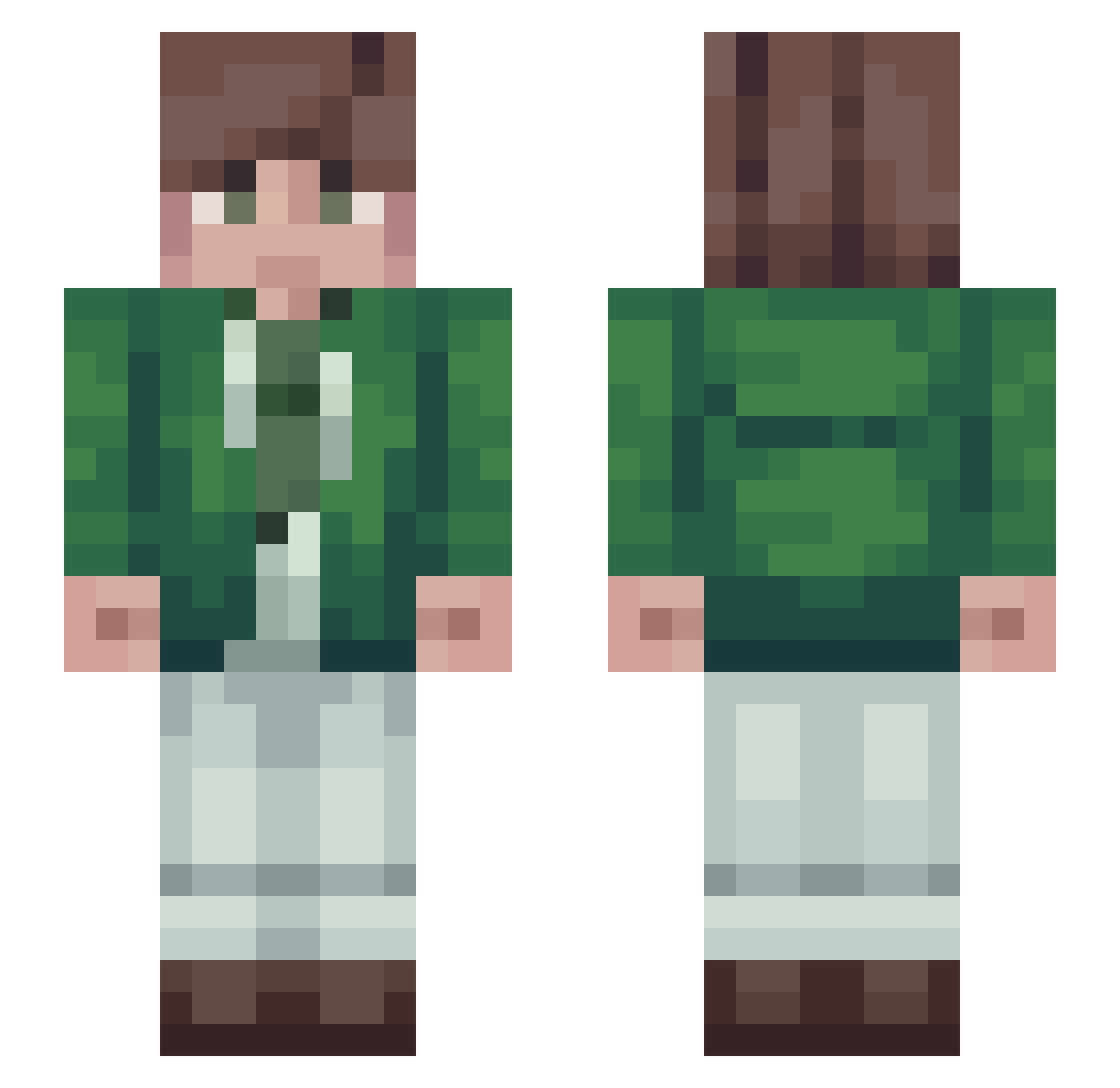 Nothinlose Minecraft skin, front and back view