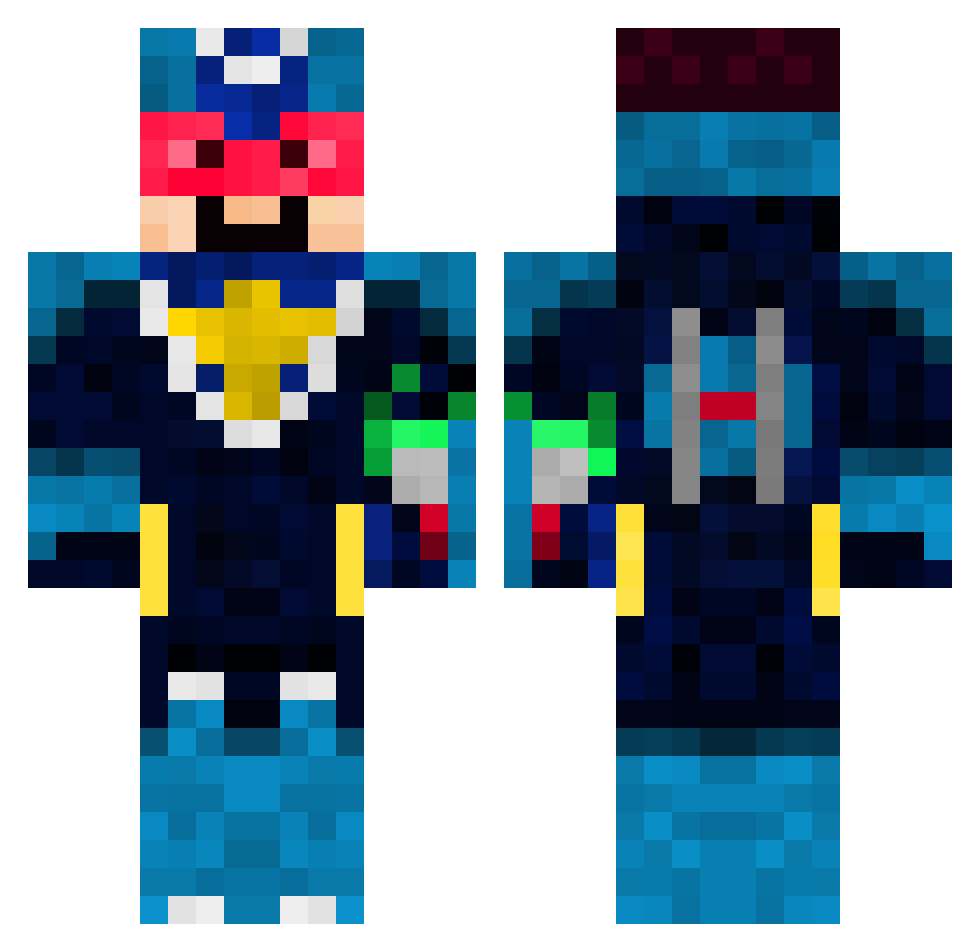 rehcetS Minecraft skin, front and back view