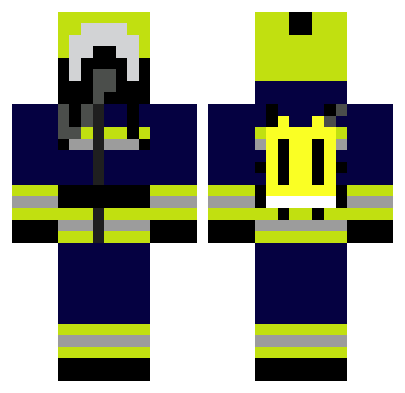 SilentGodDev Minecraft skin, front and back view