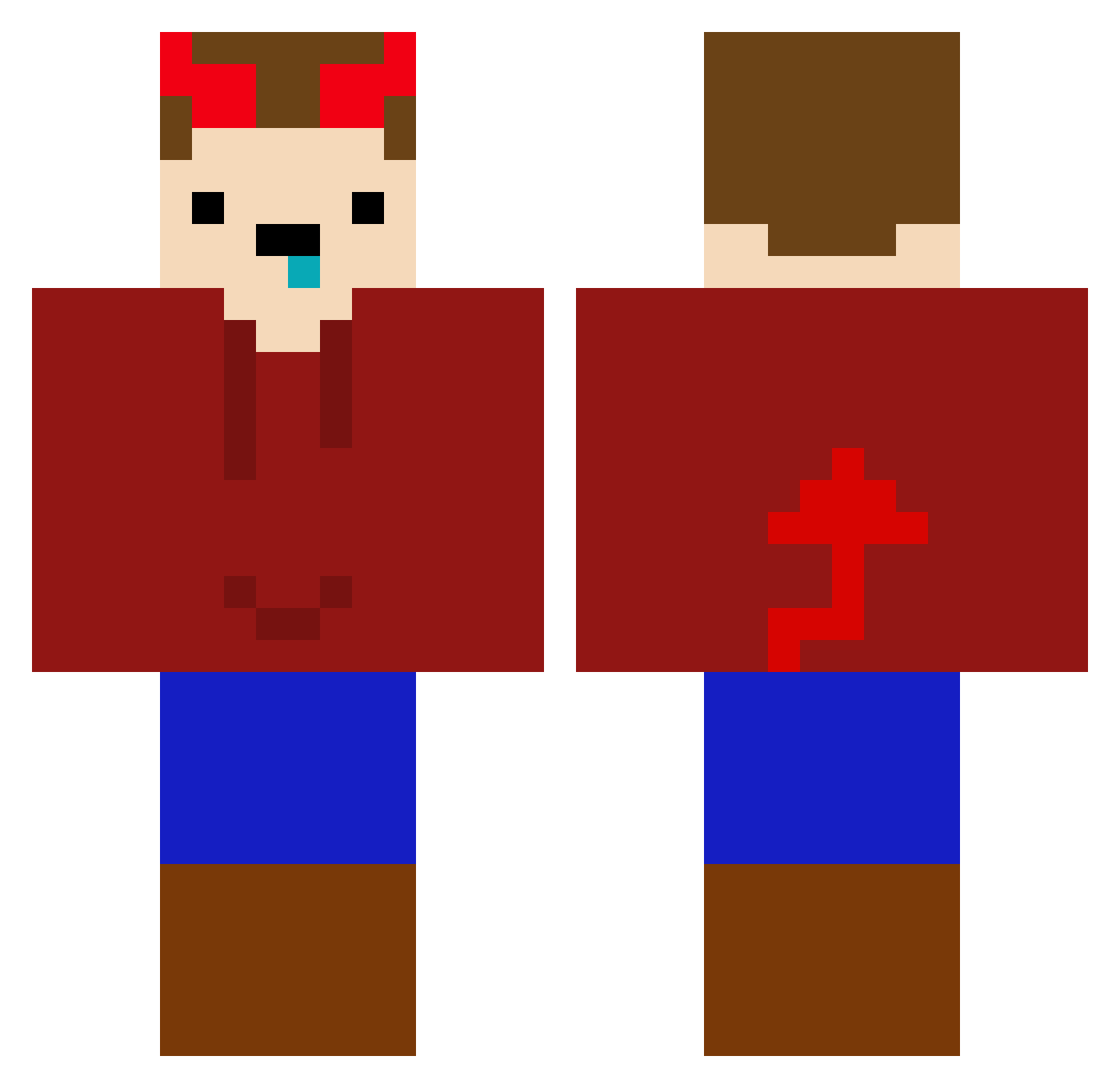 Zinderace Minecraft skin, front and back view