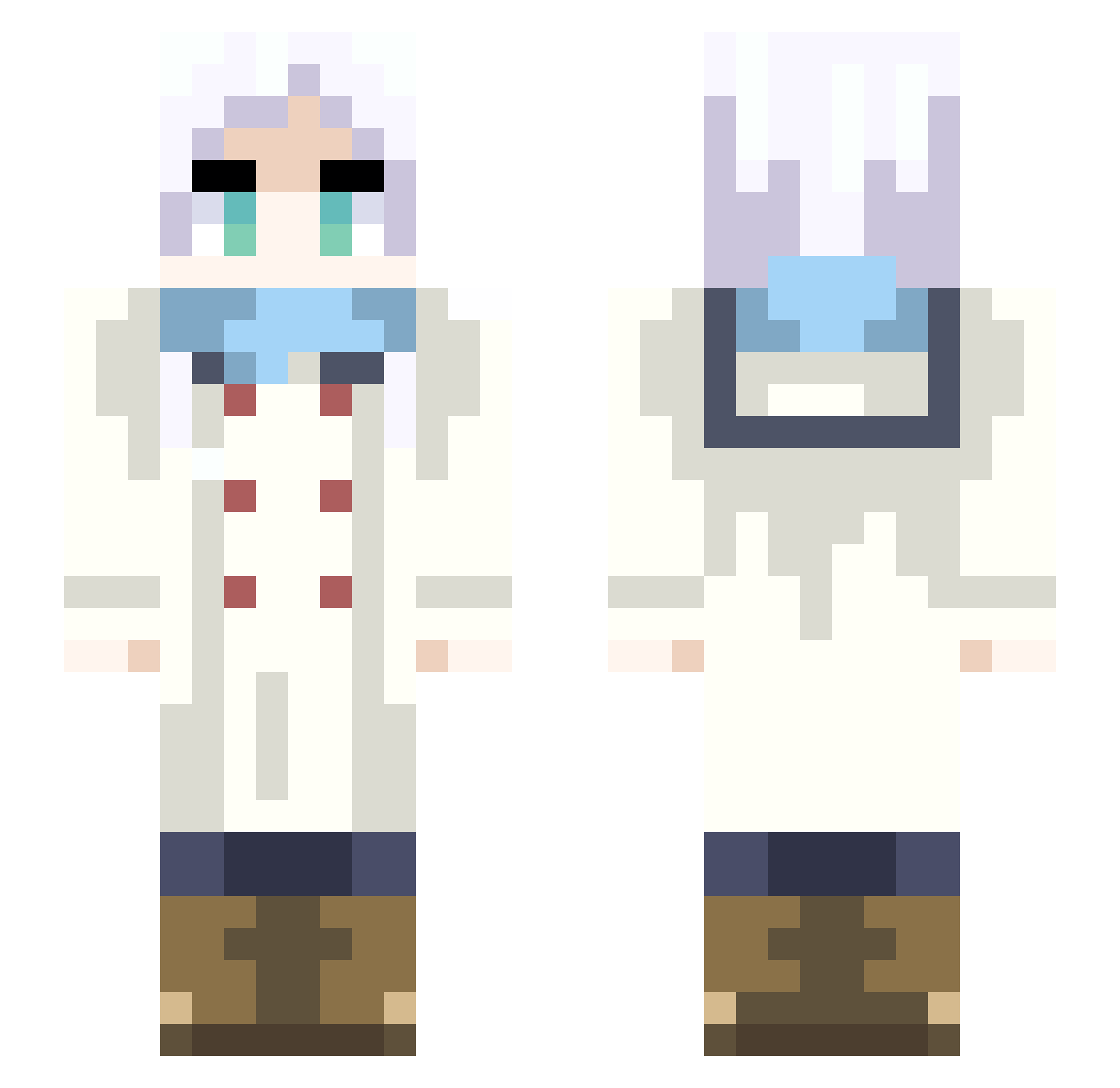 Snowwant Minecraft skin, front and back view