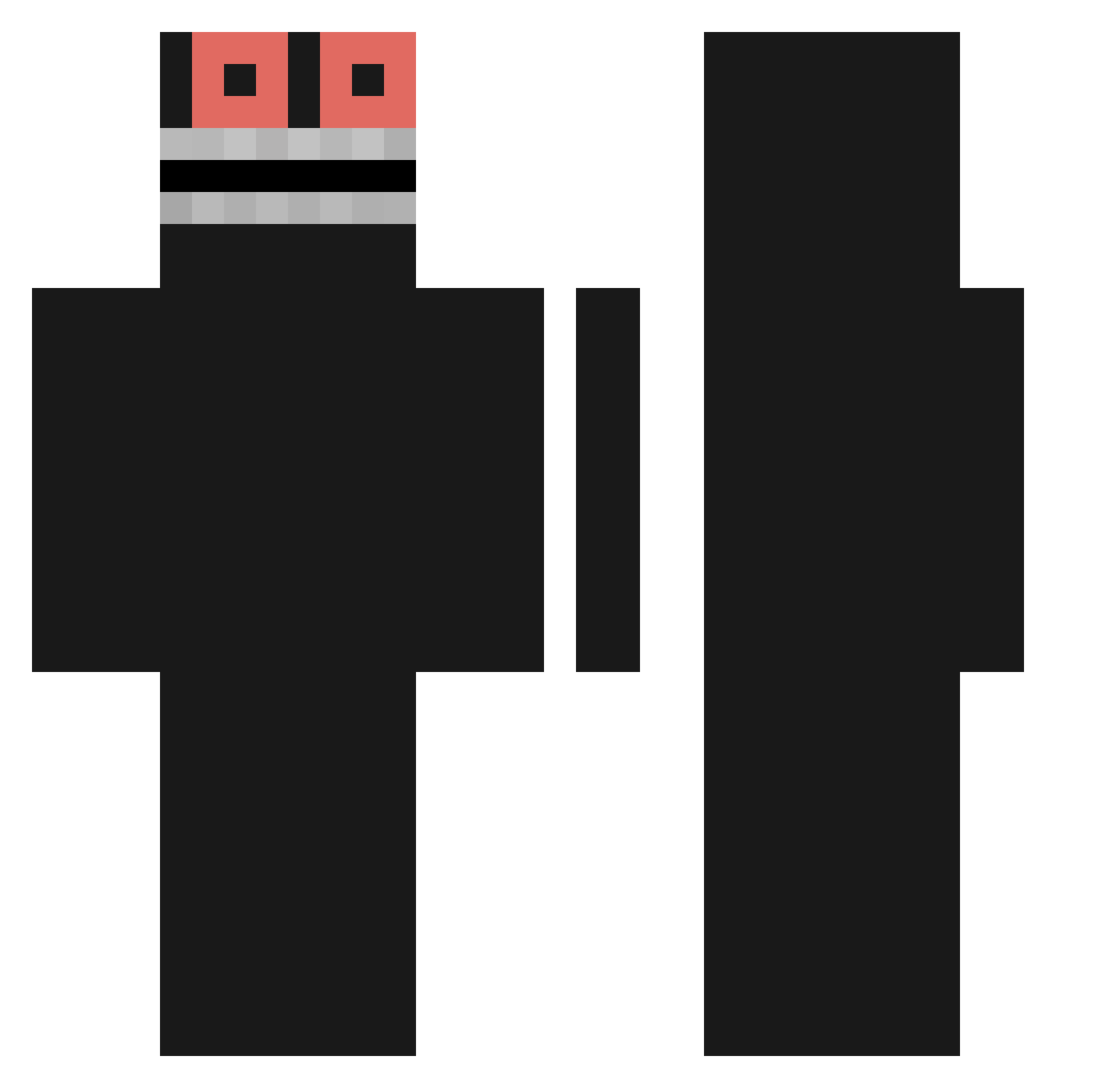 xxGlads Minecraft skin, front and back view