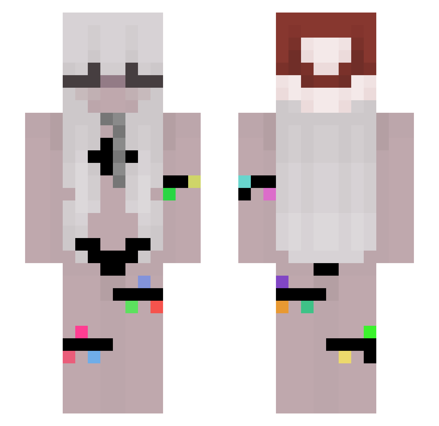 NicoRobin_ Minecraft skin, front and back view
