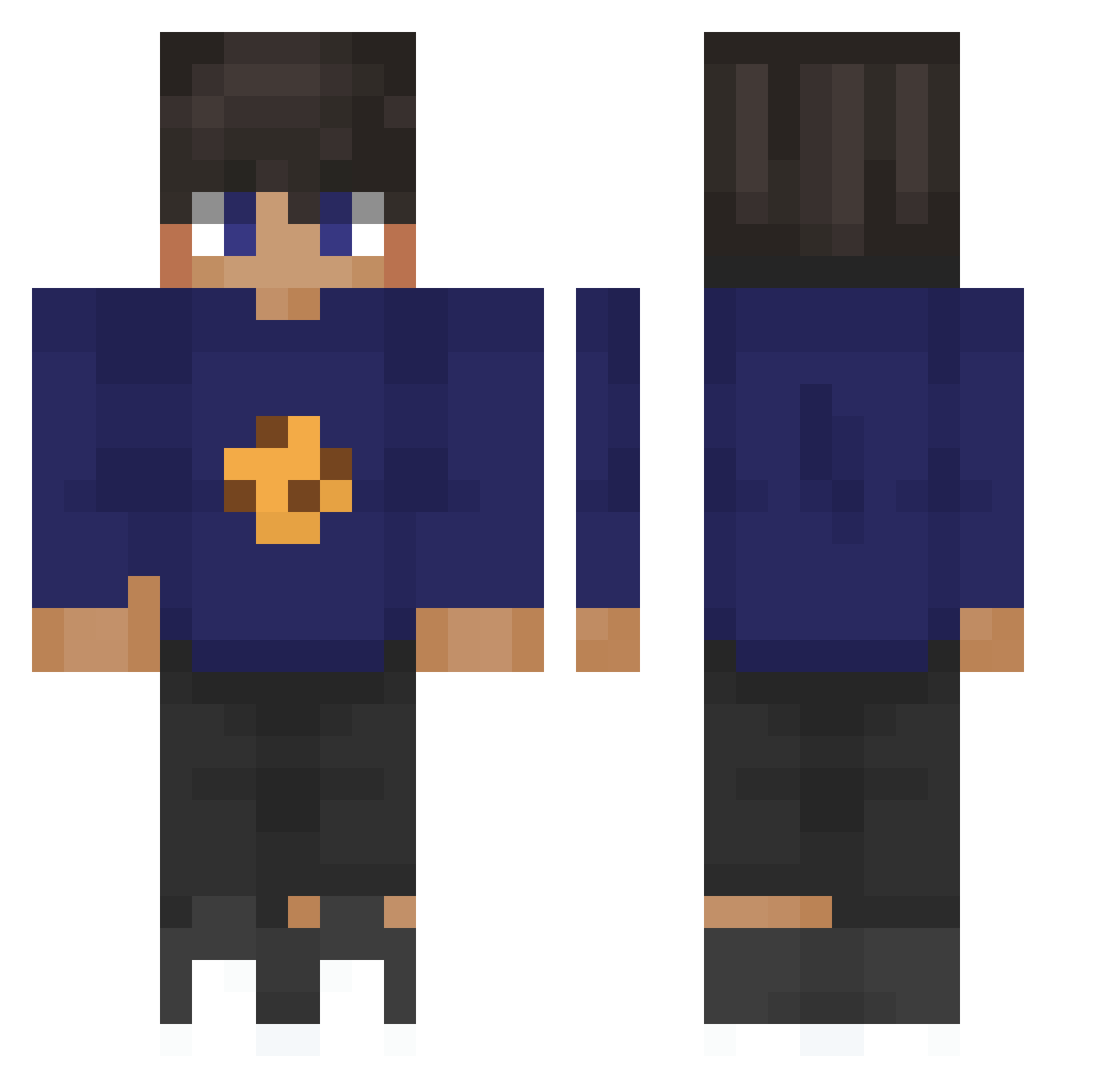 Veer11 Minecraft skin, front and back view