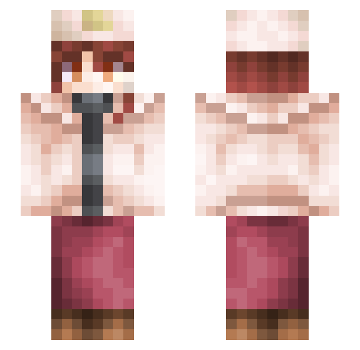 hotpantz Minecraft skin, front and back view
