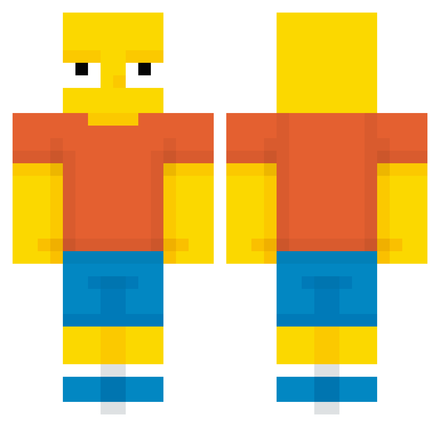tlatlago Minecraft skin, front and back view