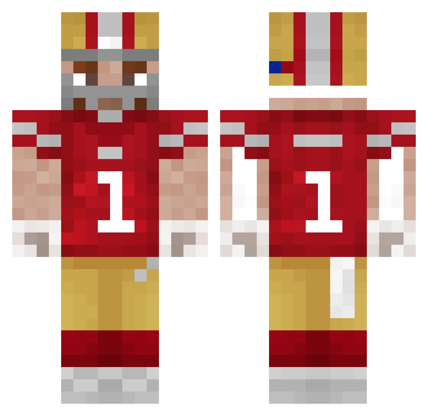 scimetar Minecraft skin, front and back view