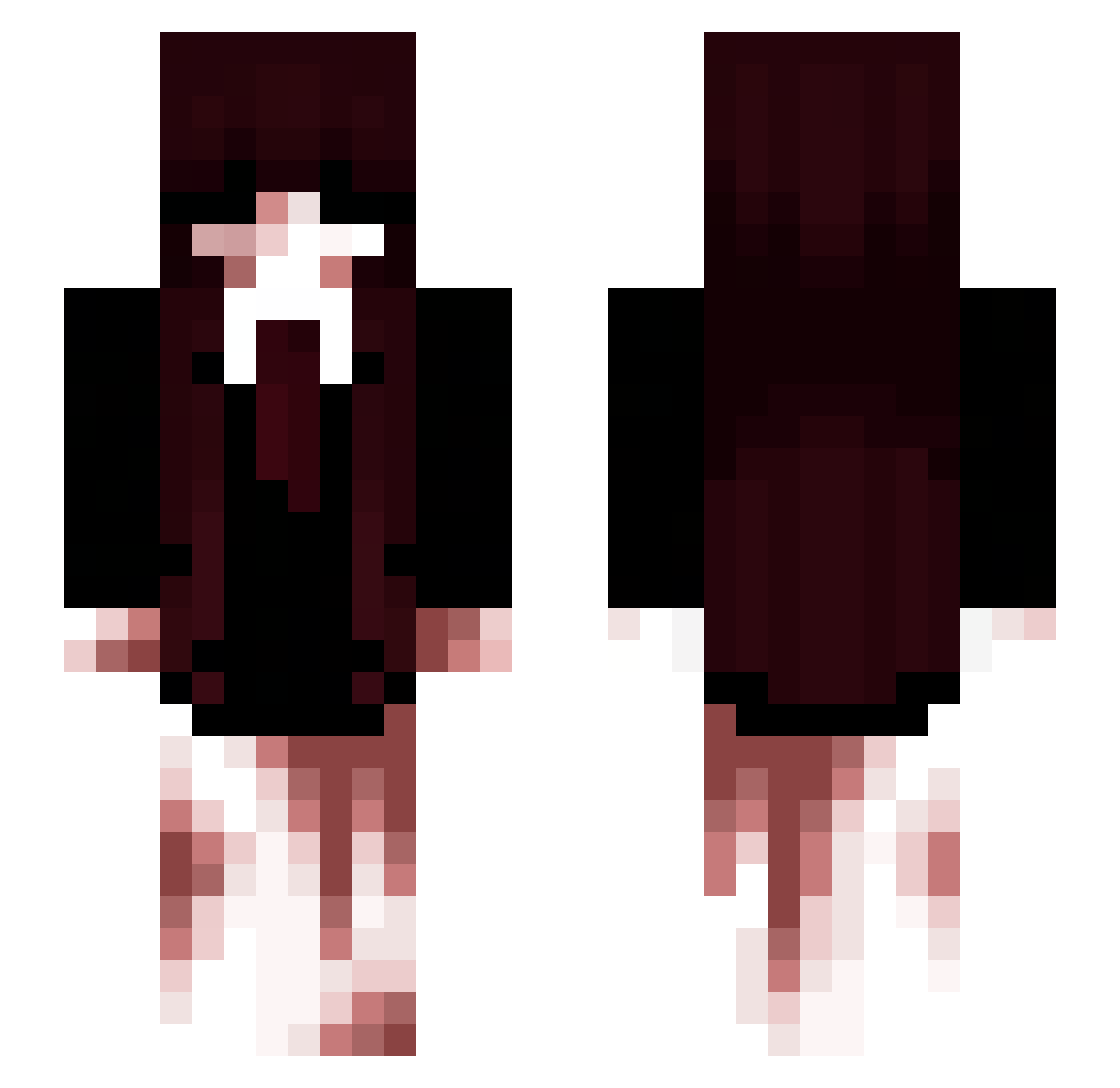 meltedmybrain Minecraft skin, front and back view