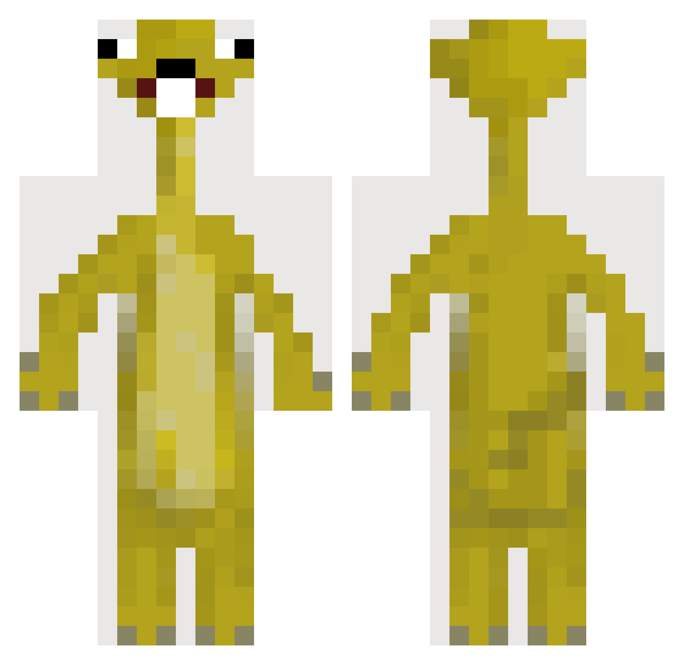 Zn4k3 Minecraft skin, front and back view