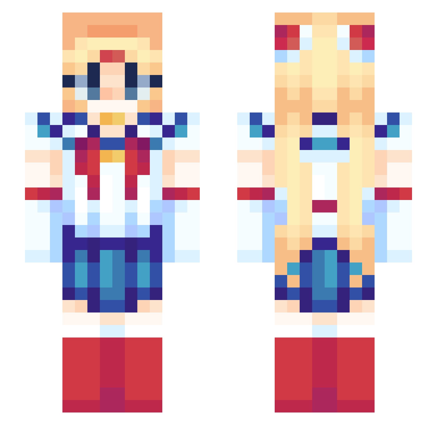 Hermosoo Minecraft skin, front and back view