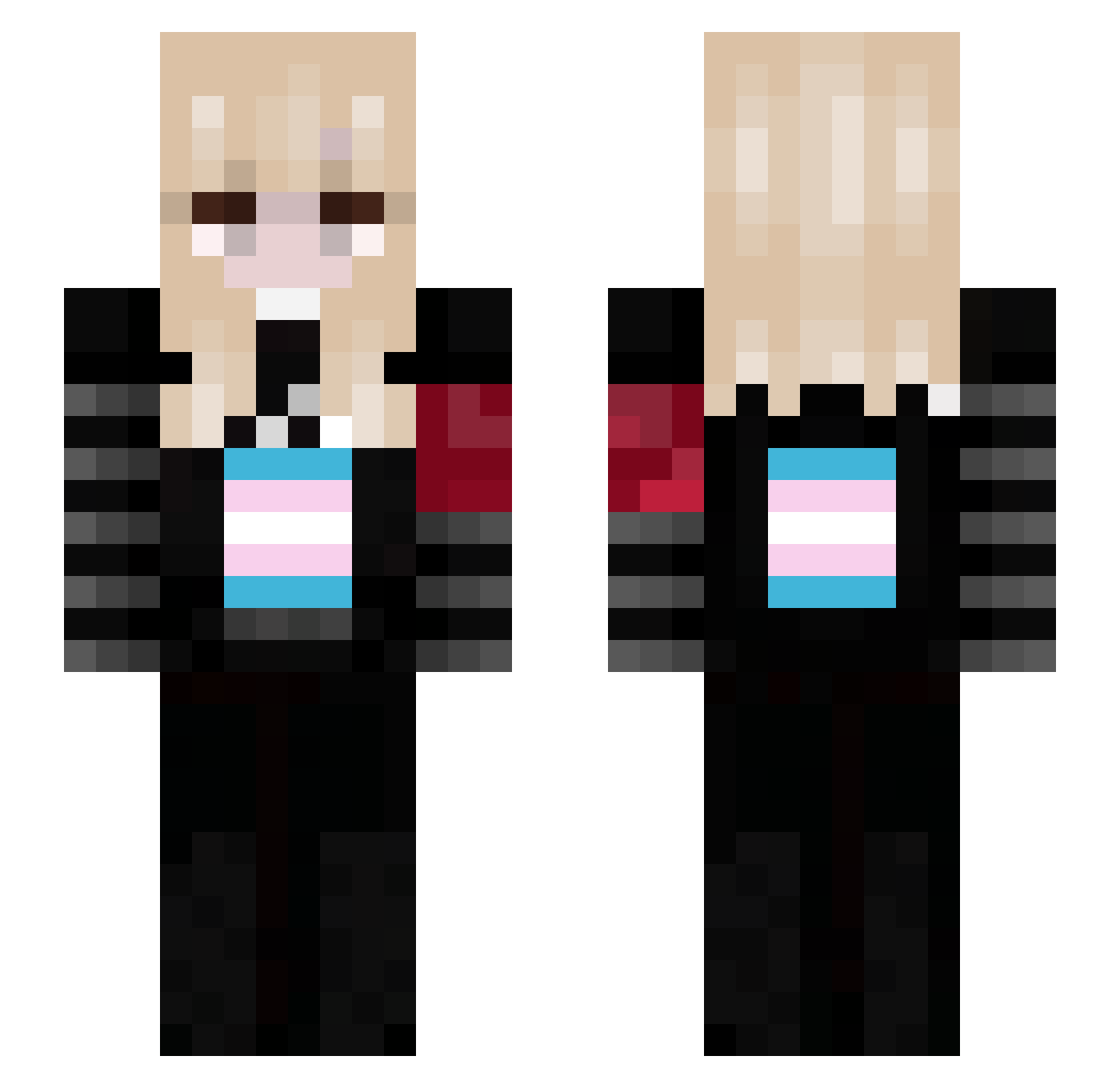 MetalSquidKK Minecraft skin, front and back view