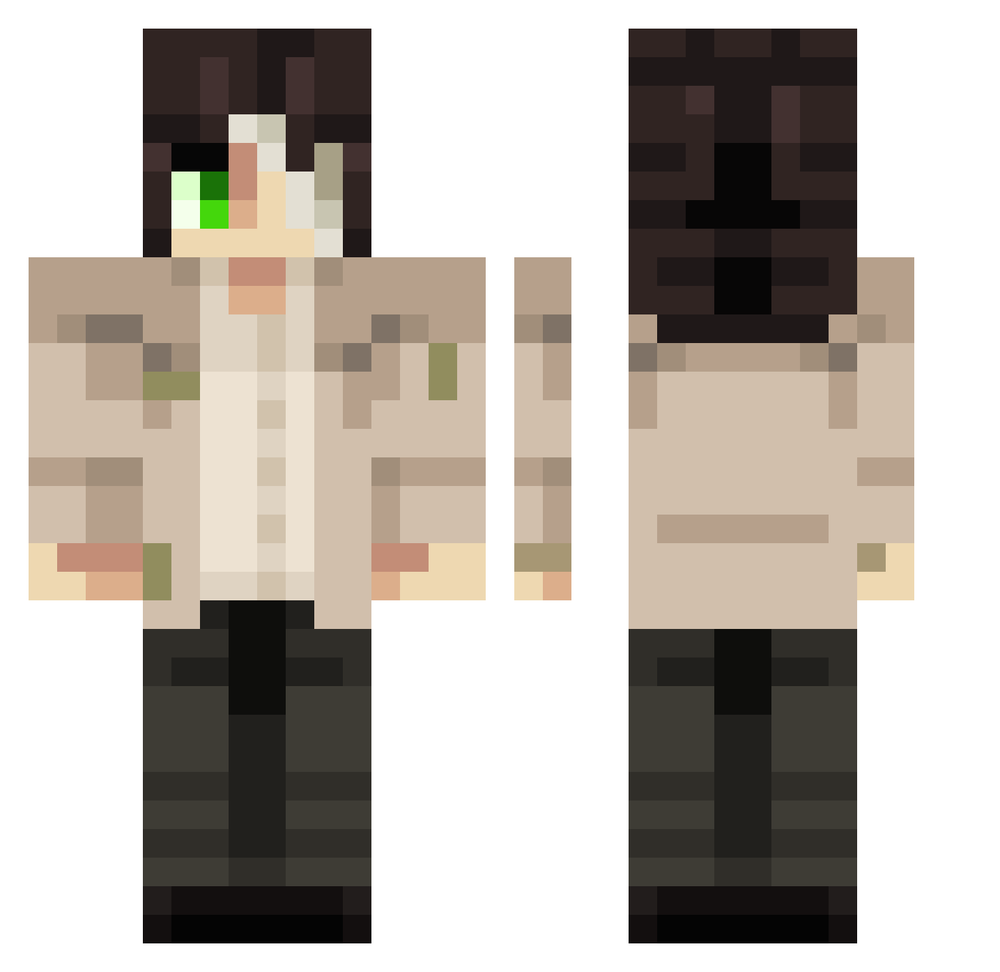 Gayax Minecraft skin, front and back view