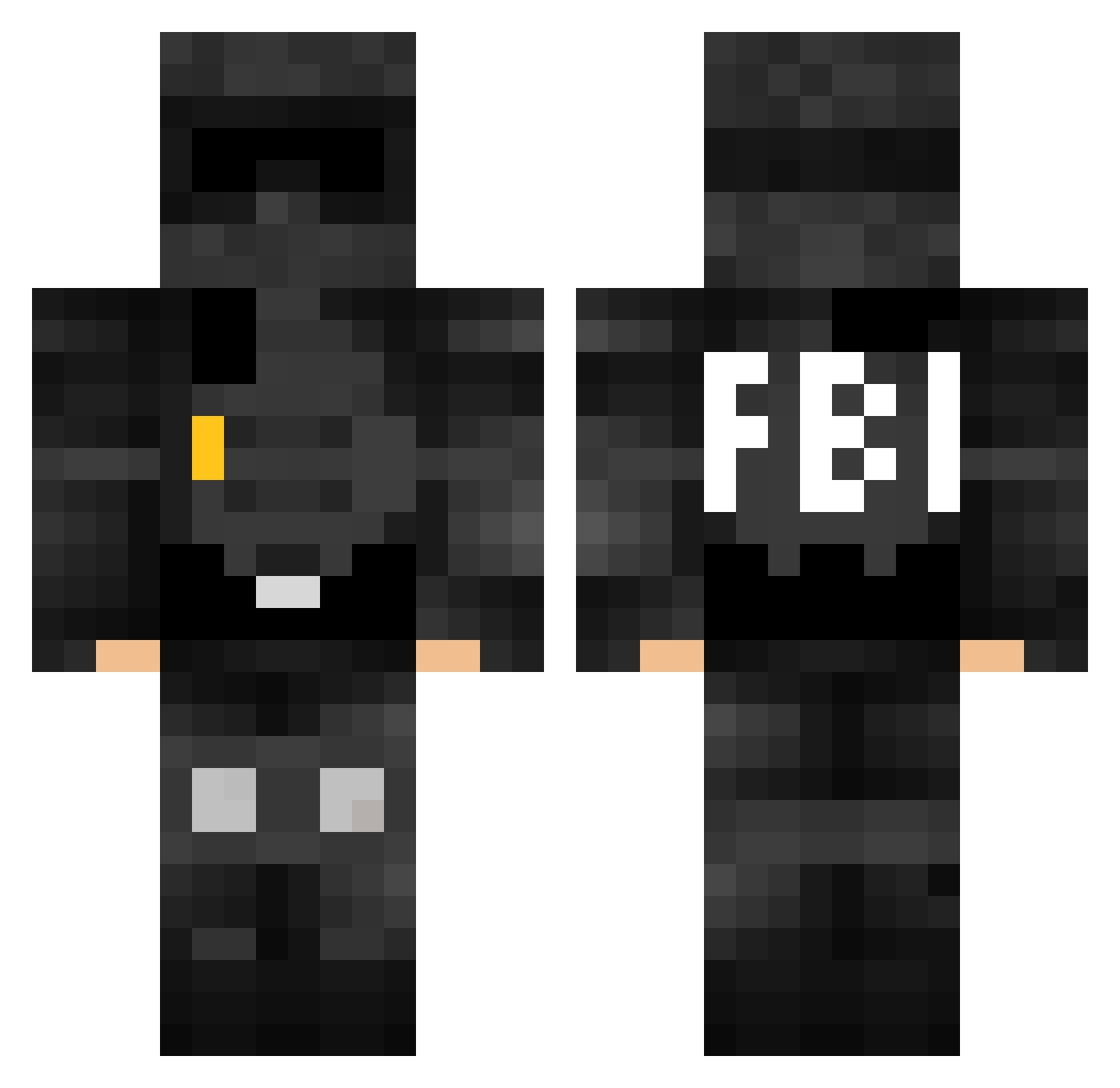 SuperDava Minecraft skin, front and back view