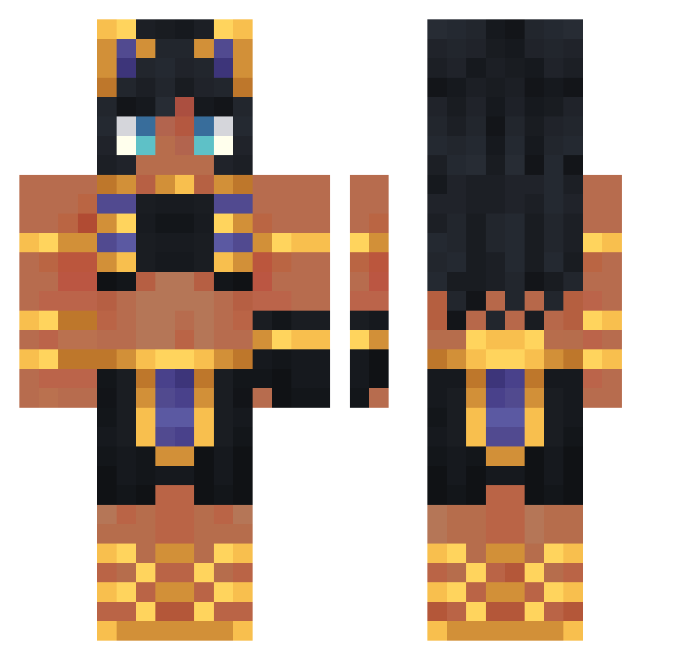 SteelCake Minecraft skin, front and back view