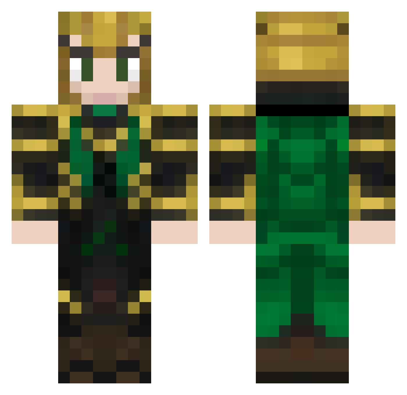 Moffee Minecraft skin, front and back view