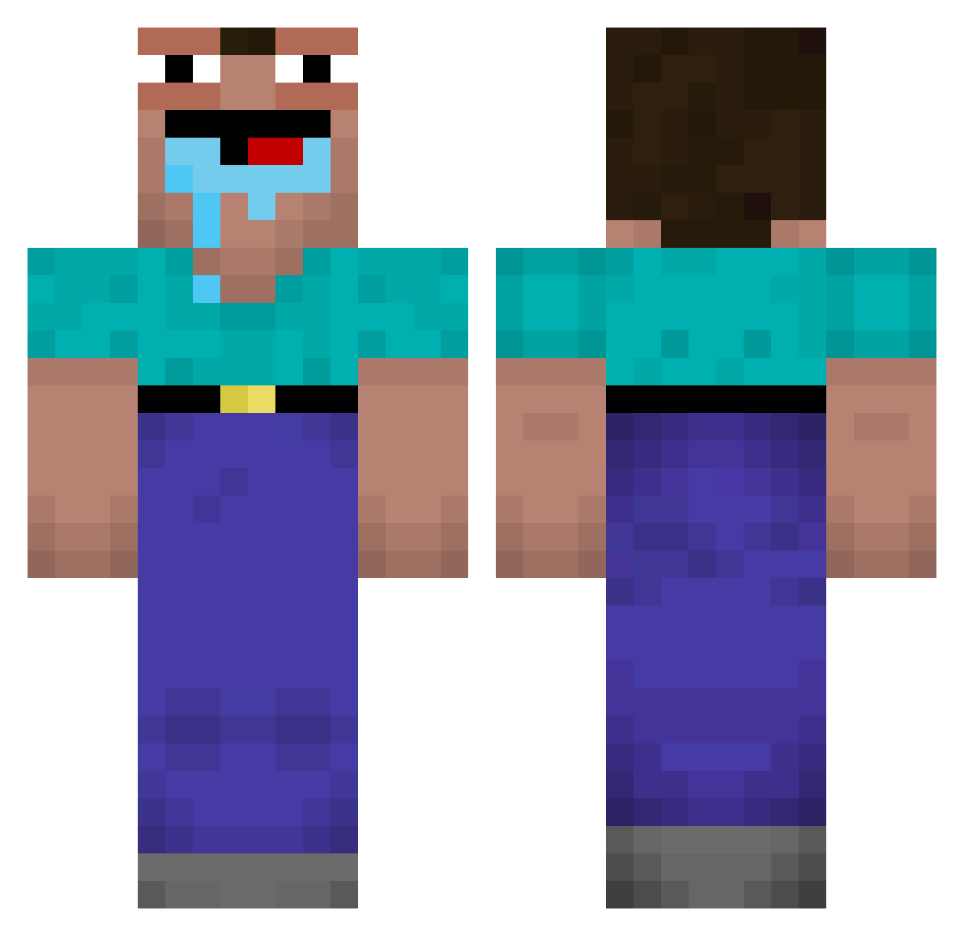 TomBlaga Minecraft skin, front and back view
