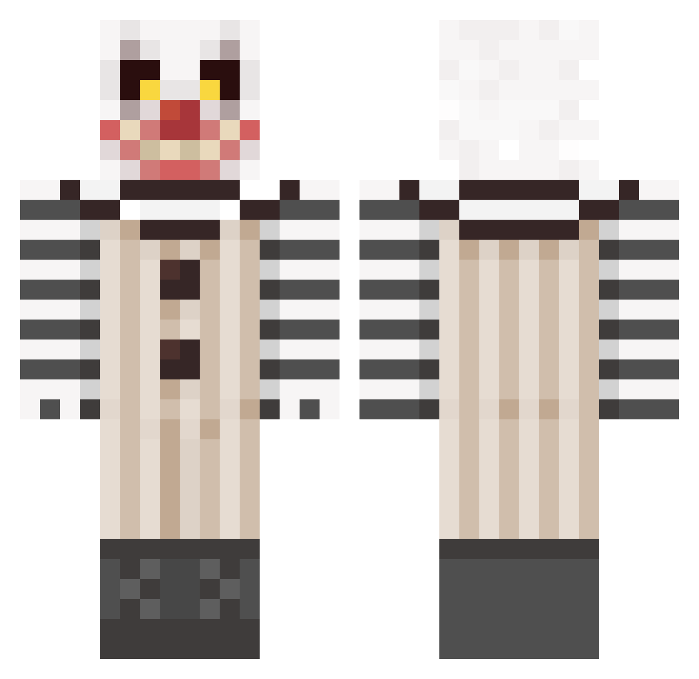 biinb Minecraft skin, front and back view