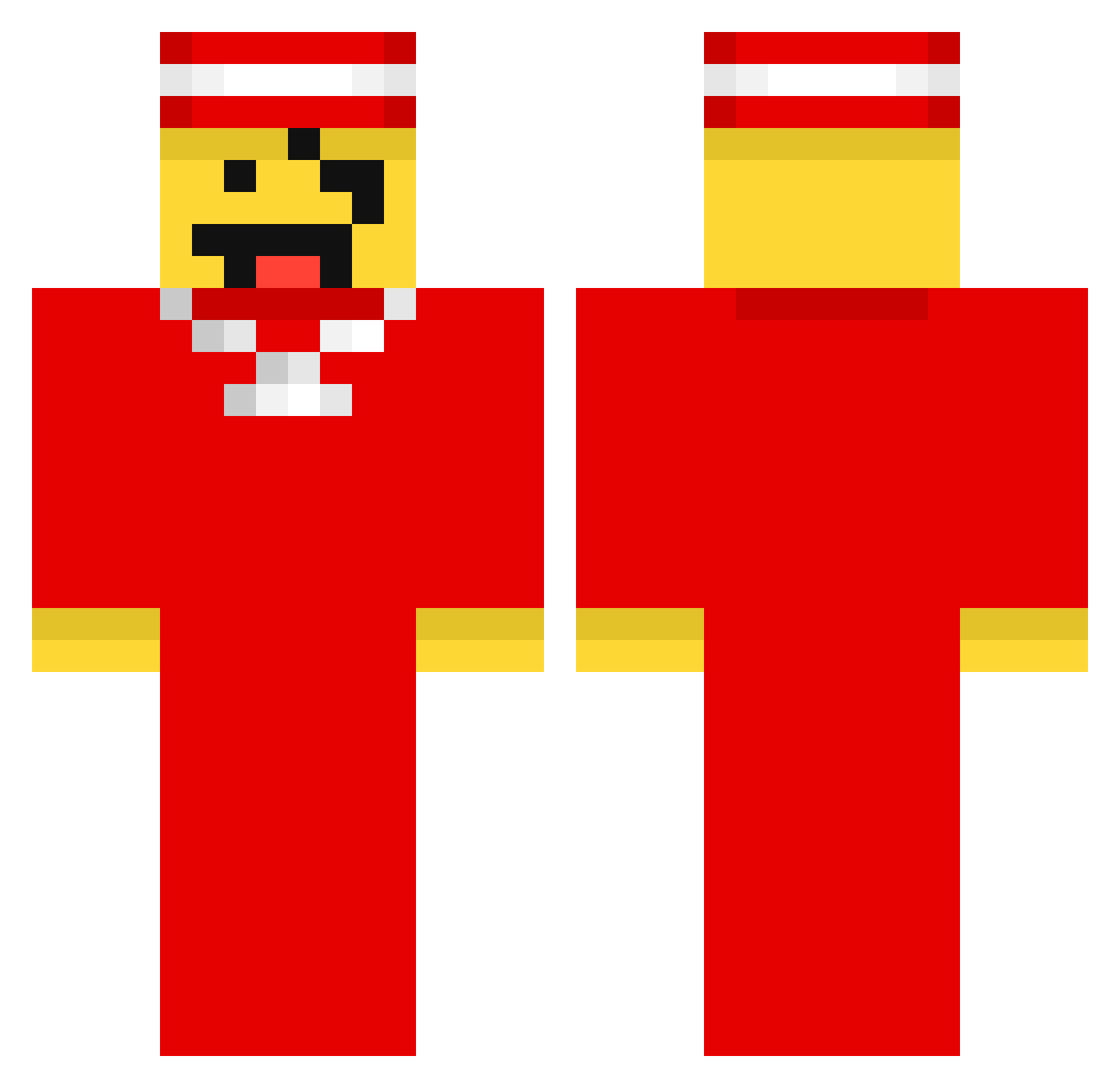 SpyderSammy Minecraft skin, front and back view