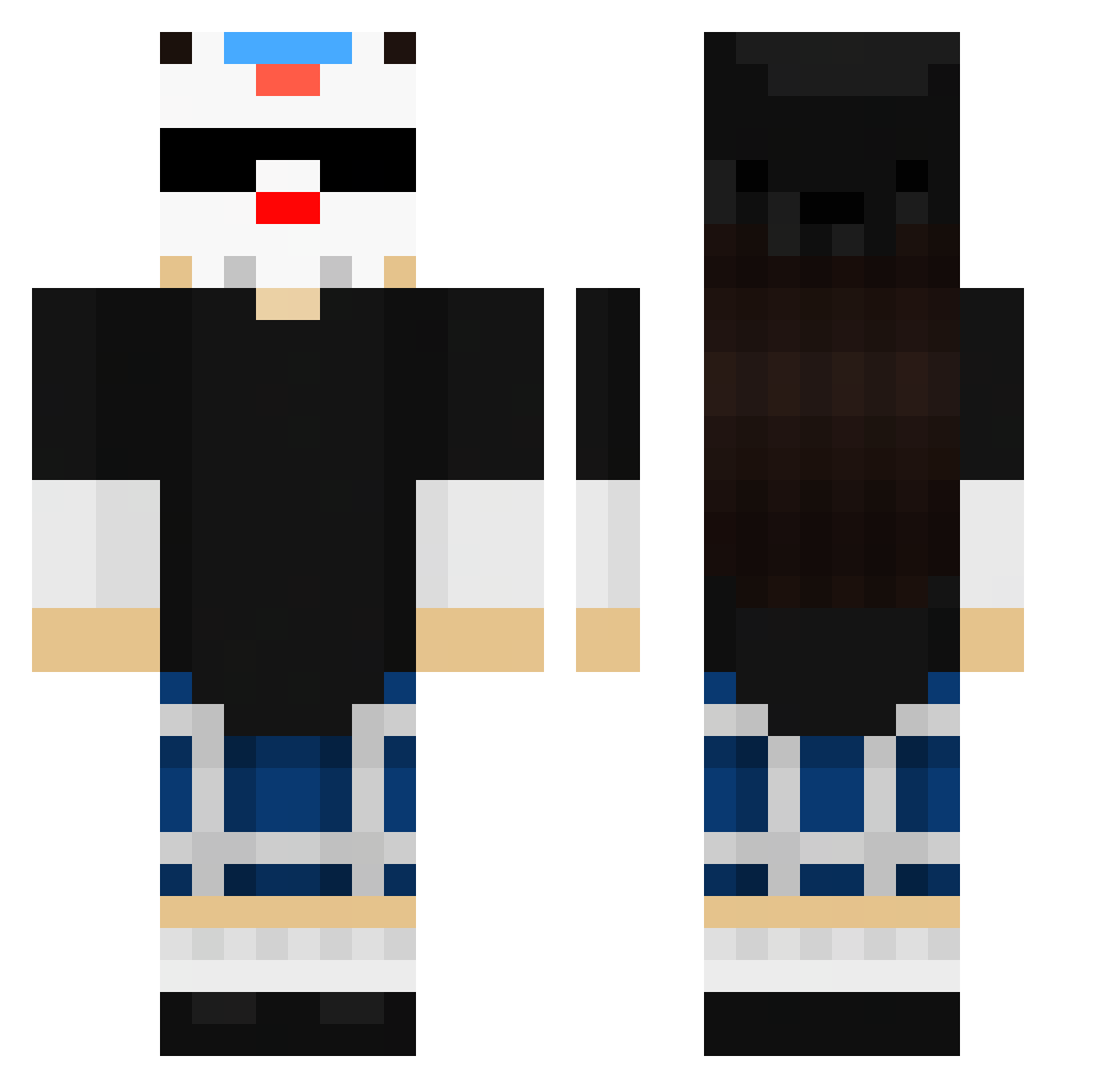 PurpleWockhardt Minecraft skin, front and back view