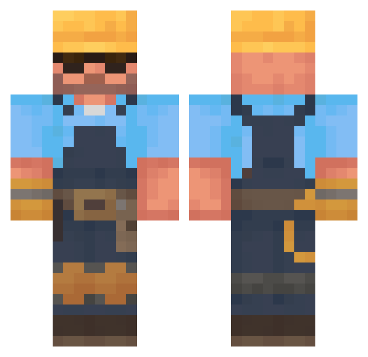 XDD579 Minecraft skin, front and back view