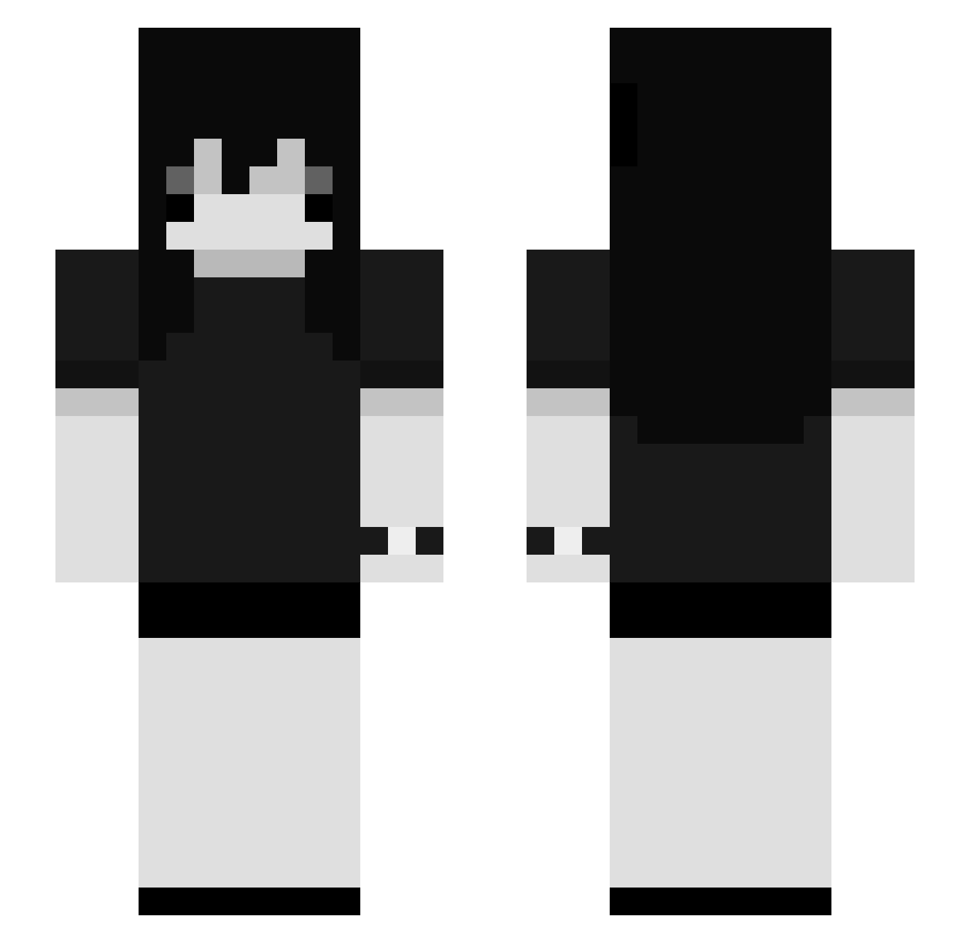 Discra Minecraft skin, front and back view