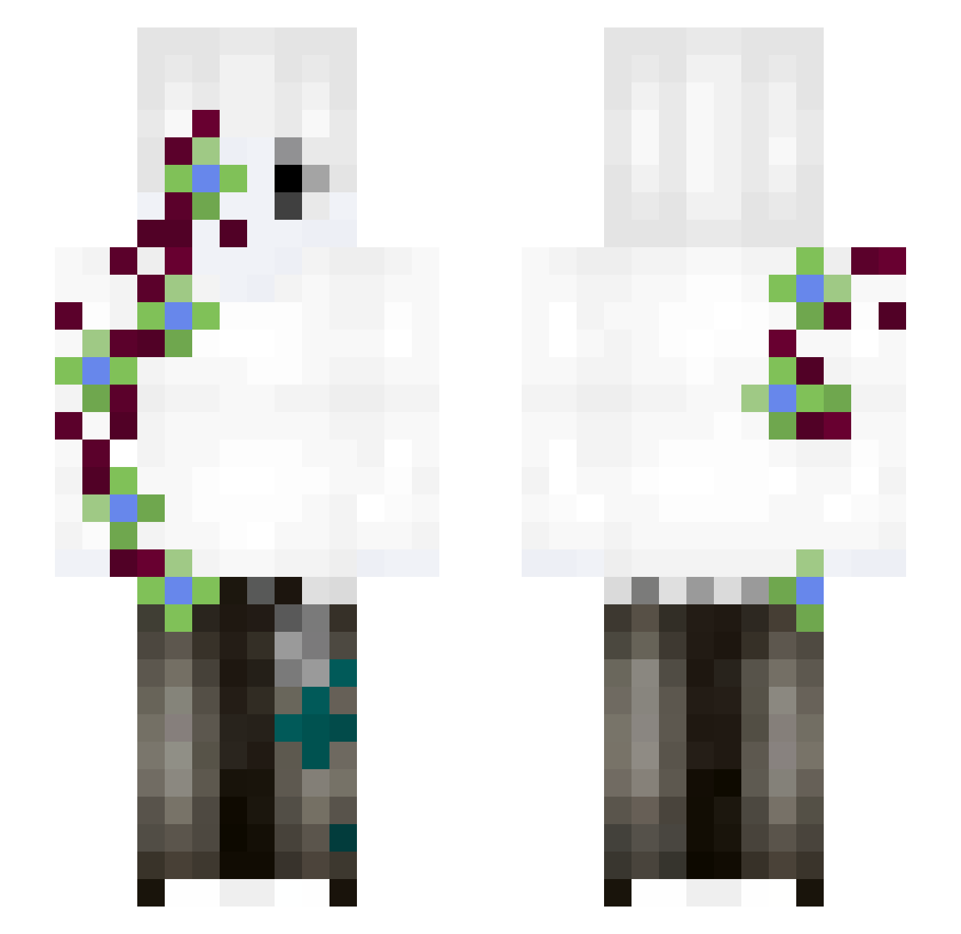 pulsions Minecraft skin, front and back view