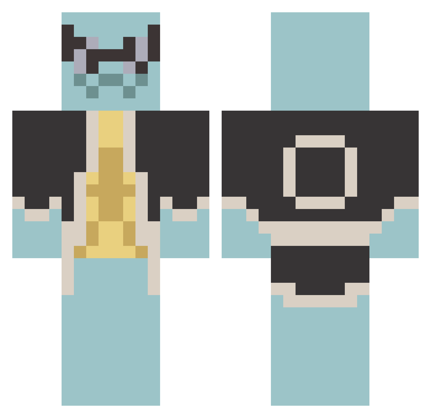 B3icu Minecraft skin, front and back view