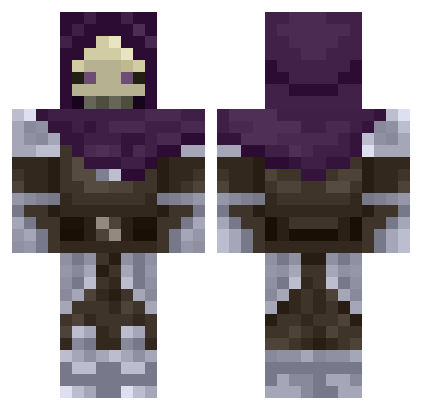hakser Minecraft skin, front and back view