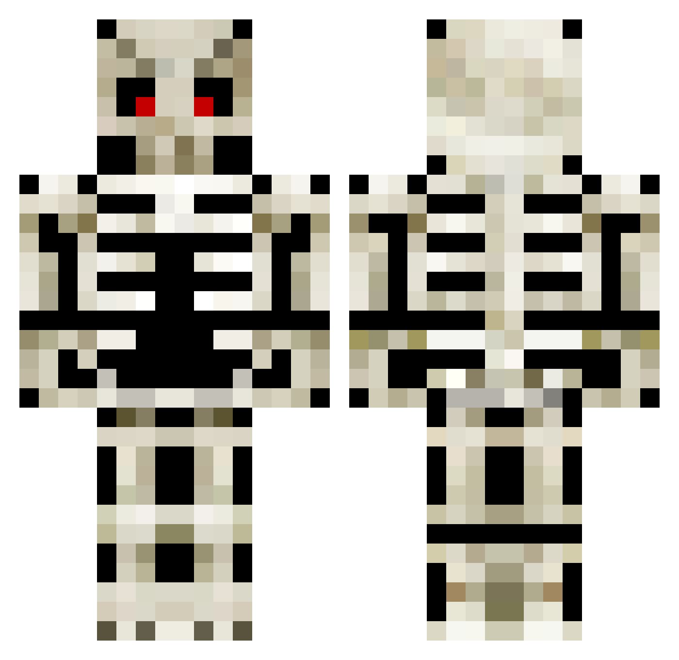 Bugfish Minecraft skin, front and back view