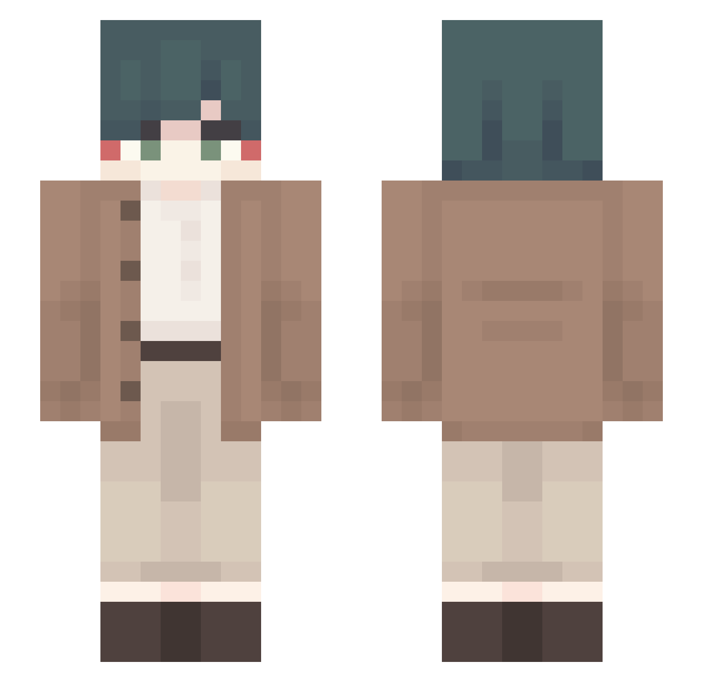 Sqka Minecraft skin, front and back view