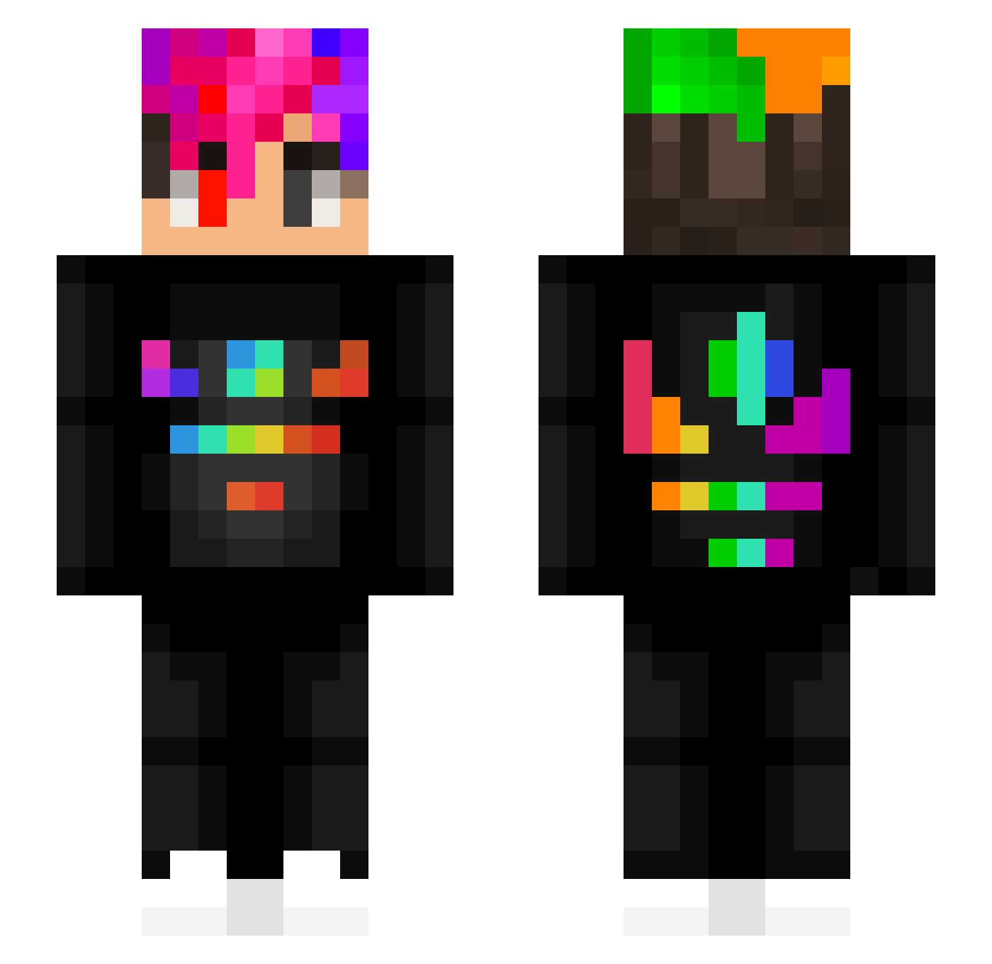 Snowfloke Minecraft skin, front and back view
