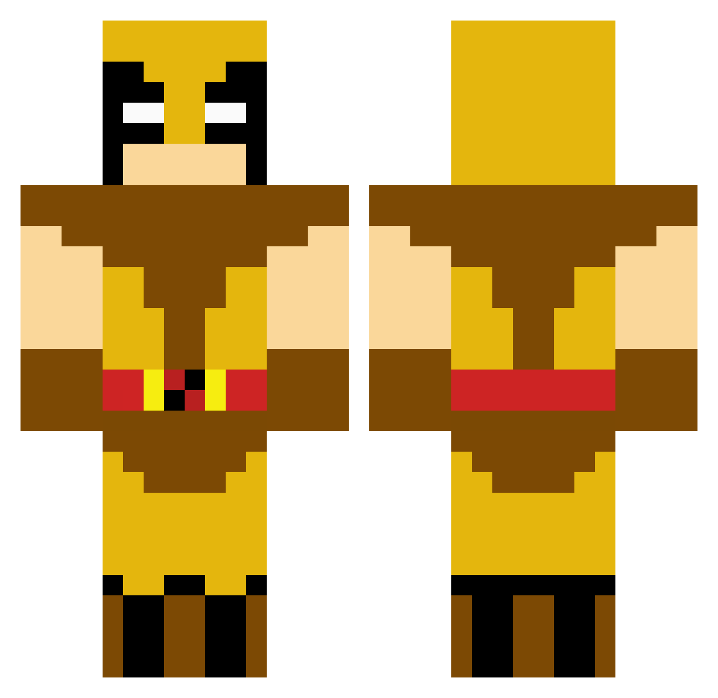 Bad2TheBohn Minecraft skin, front and back view