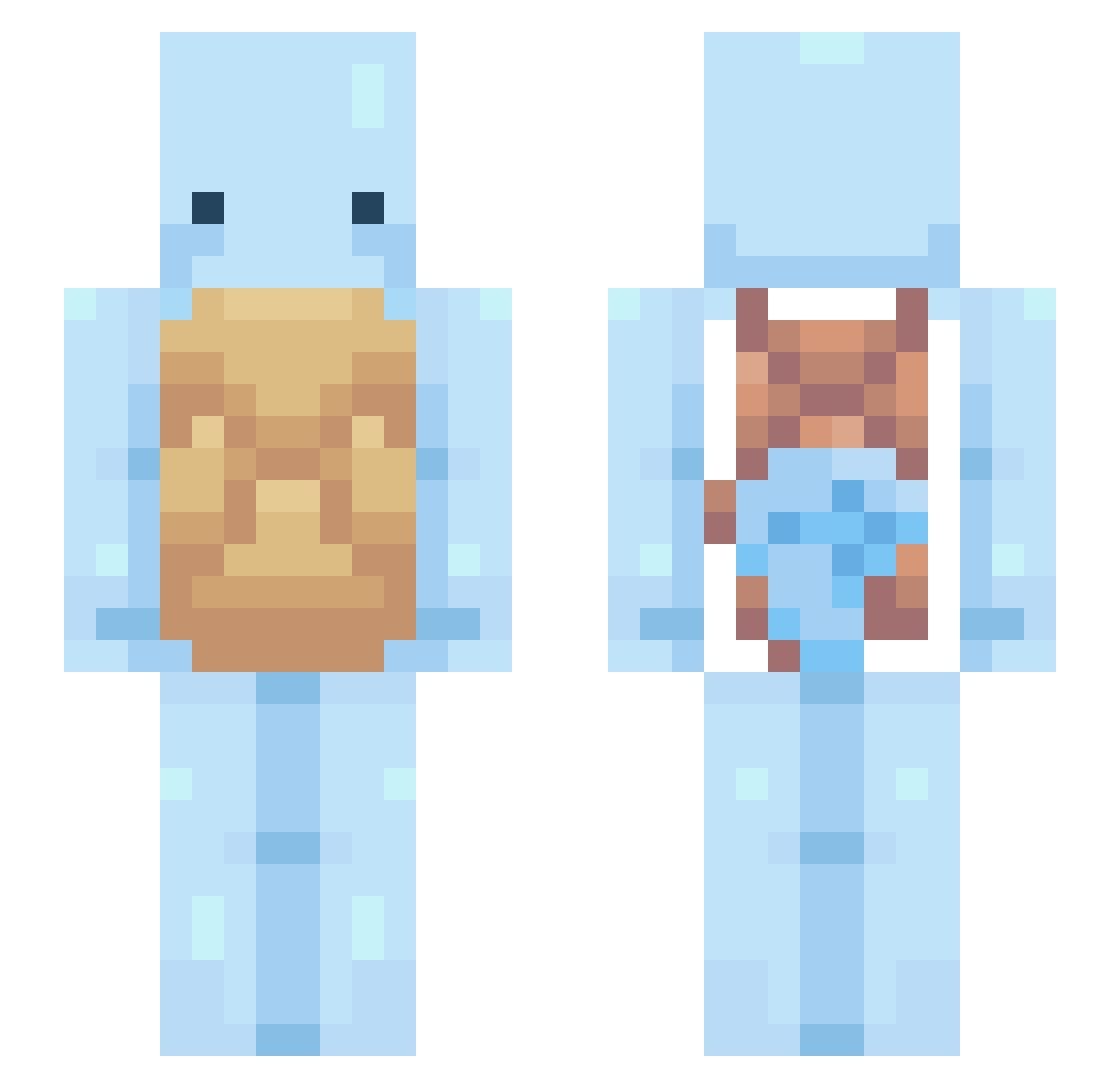 Demethority Minecraft skin, front and back view