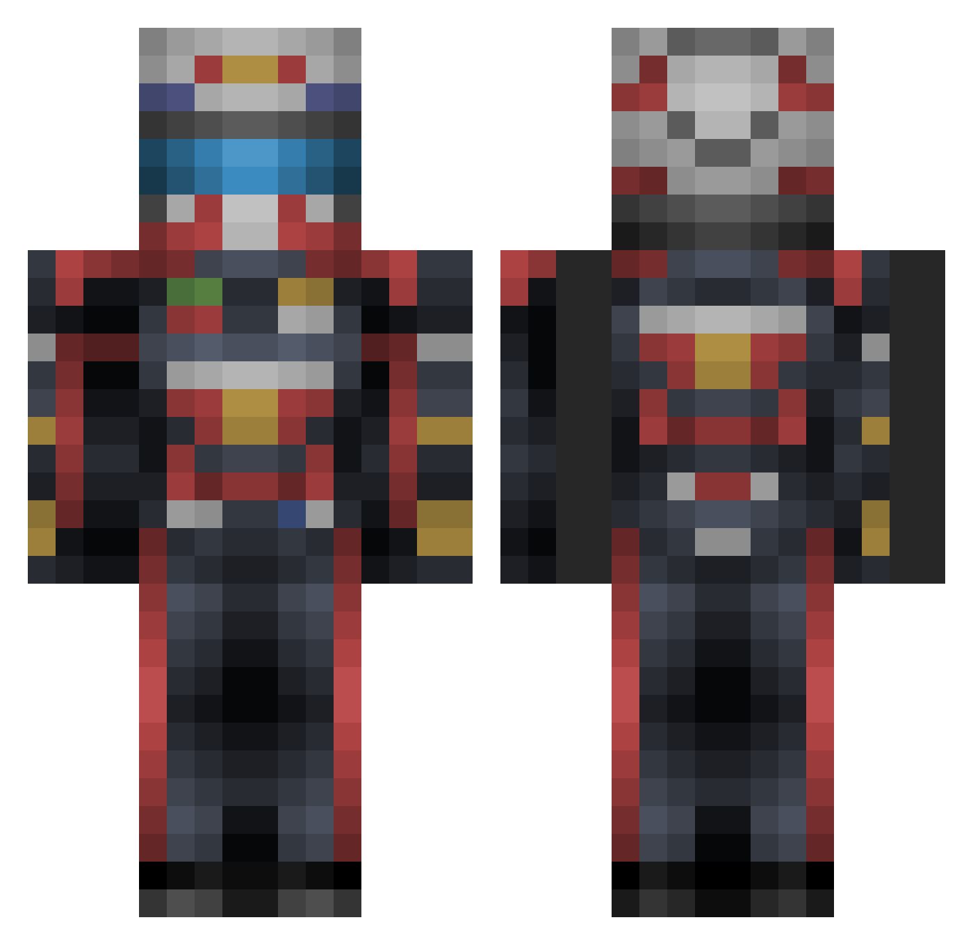 SuperPandaX Minecraft skin, front and back view
