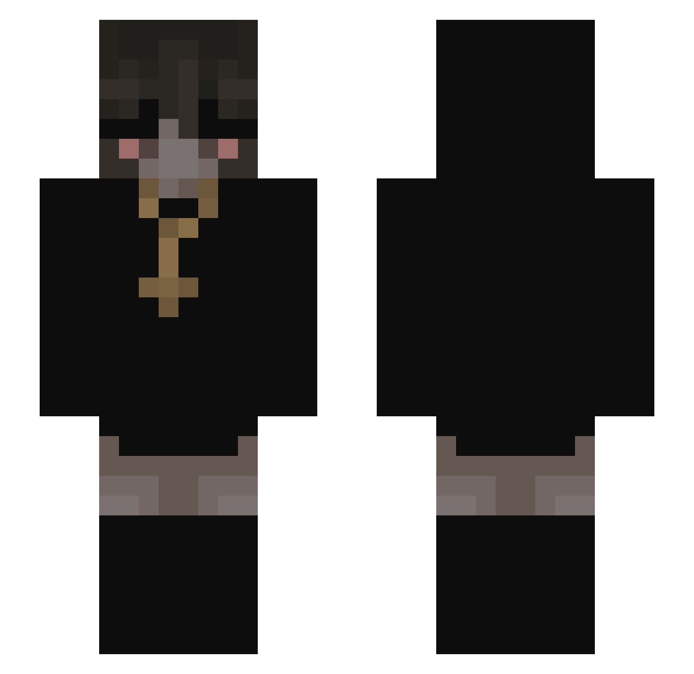 CqnnedBeans Minecraft skin, front and back view