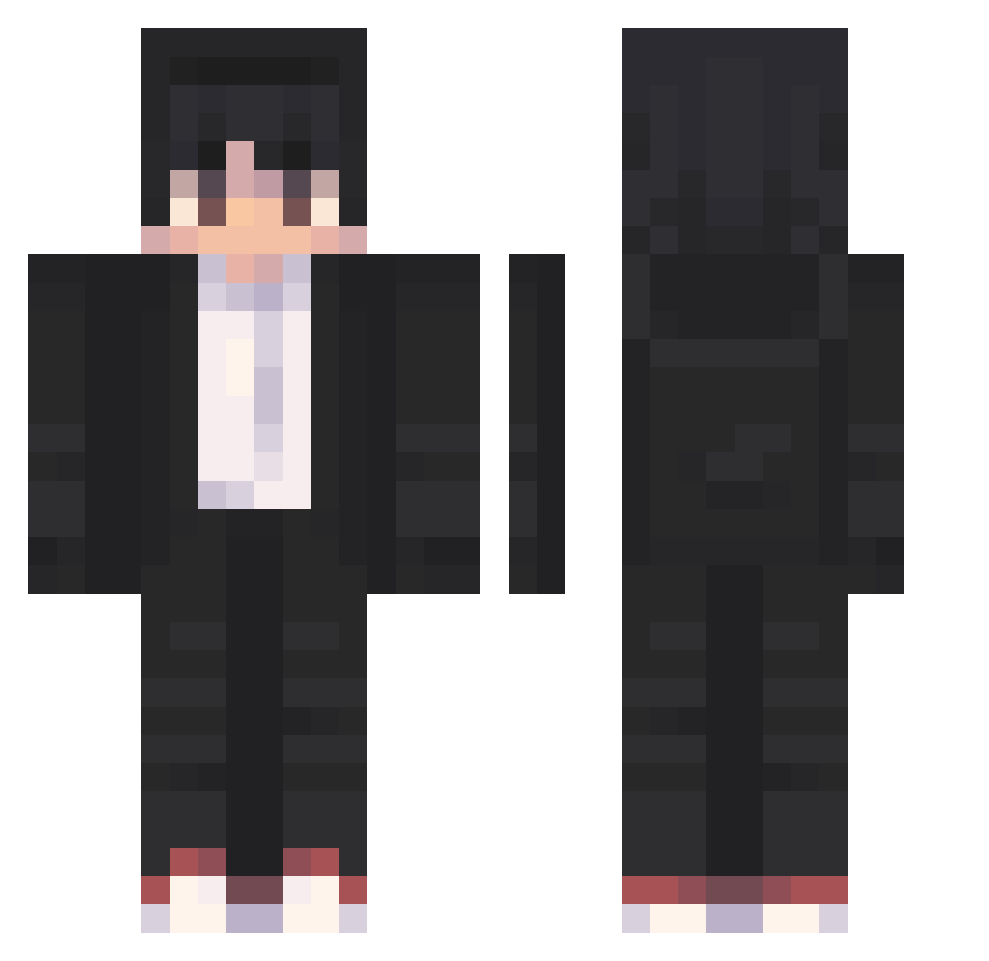 MM75 Minecraft skin, front and back view