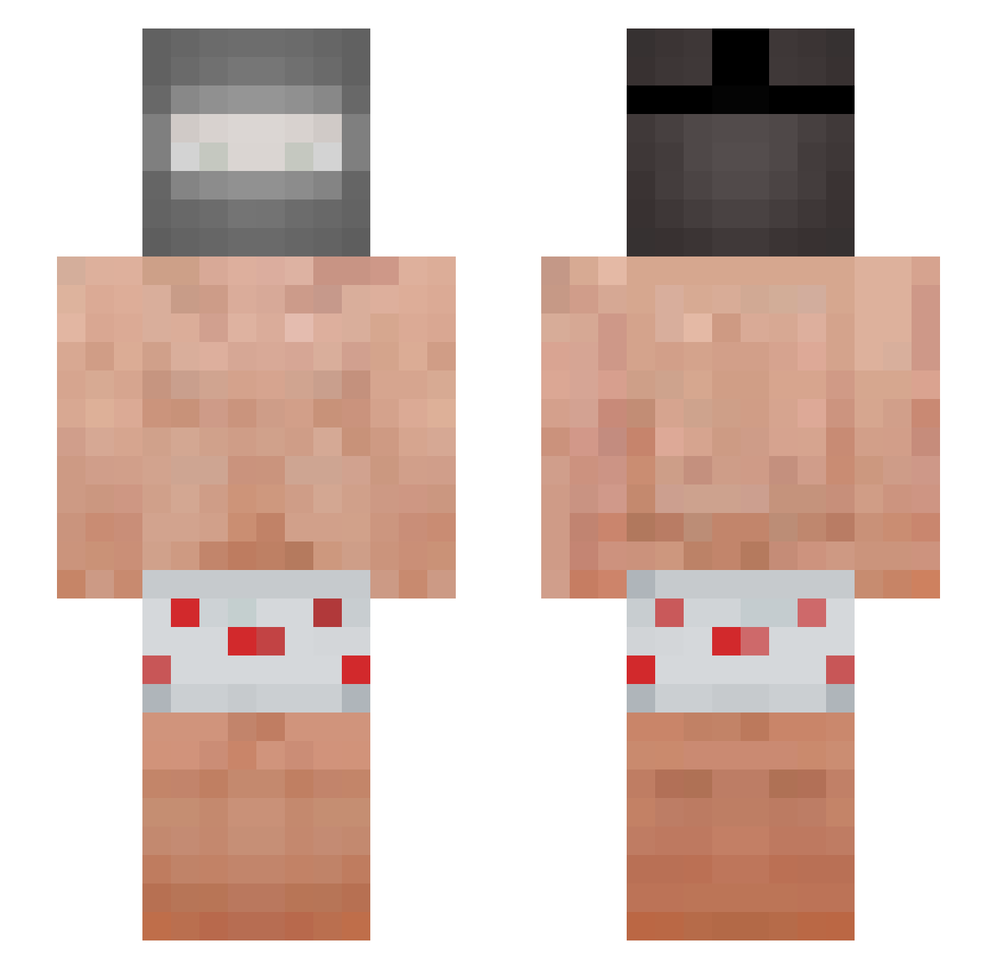 Xmonter Minecraft skin, front and back view