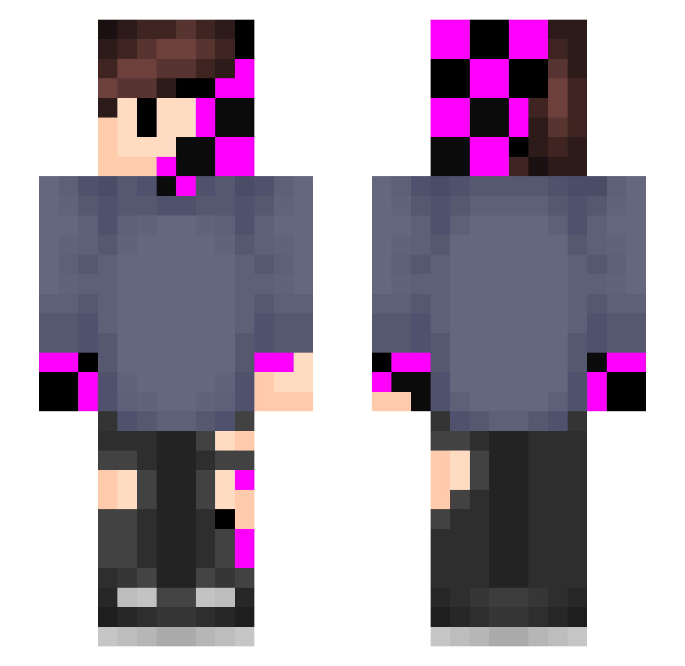 Jqyzo Minecraft skin, front and back view
