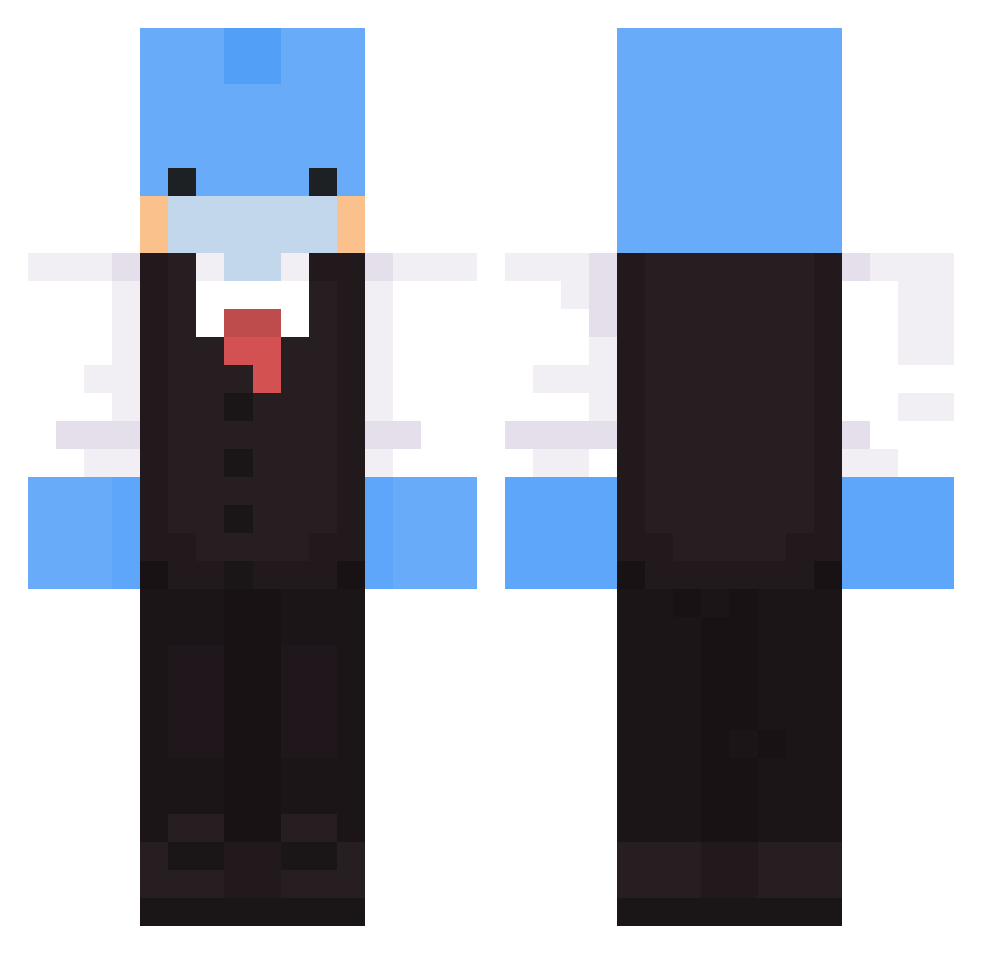 Frowgu Minecraft skin, front and back view