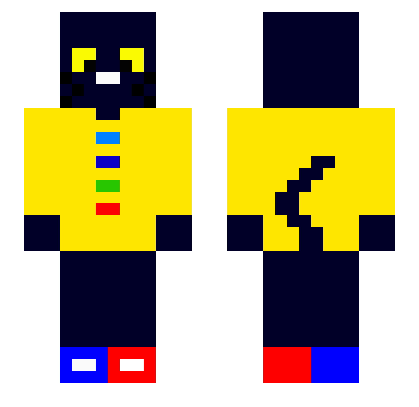 cumthrower Minecraft skin, front and back view