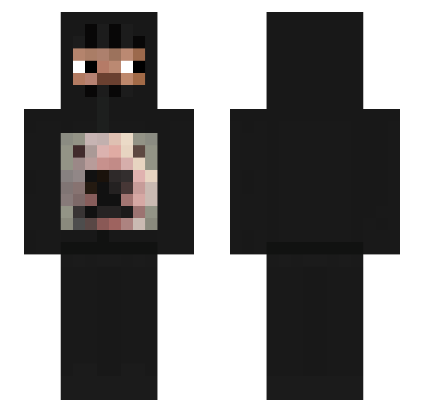 RPGames Minecraft skin, front and back view