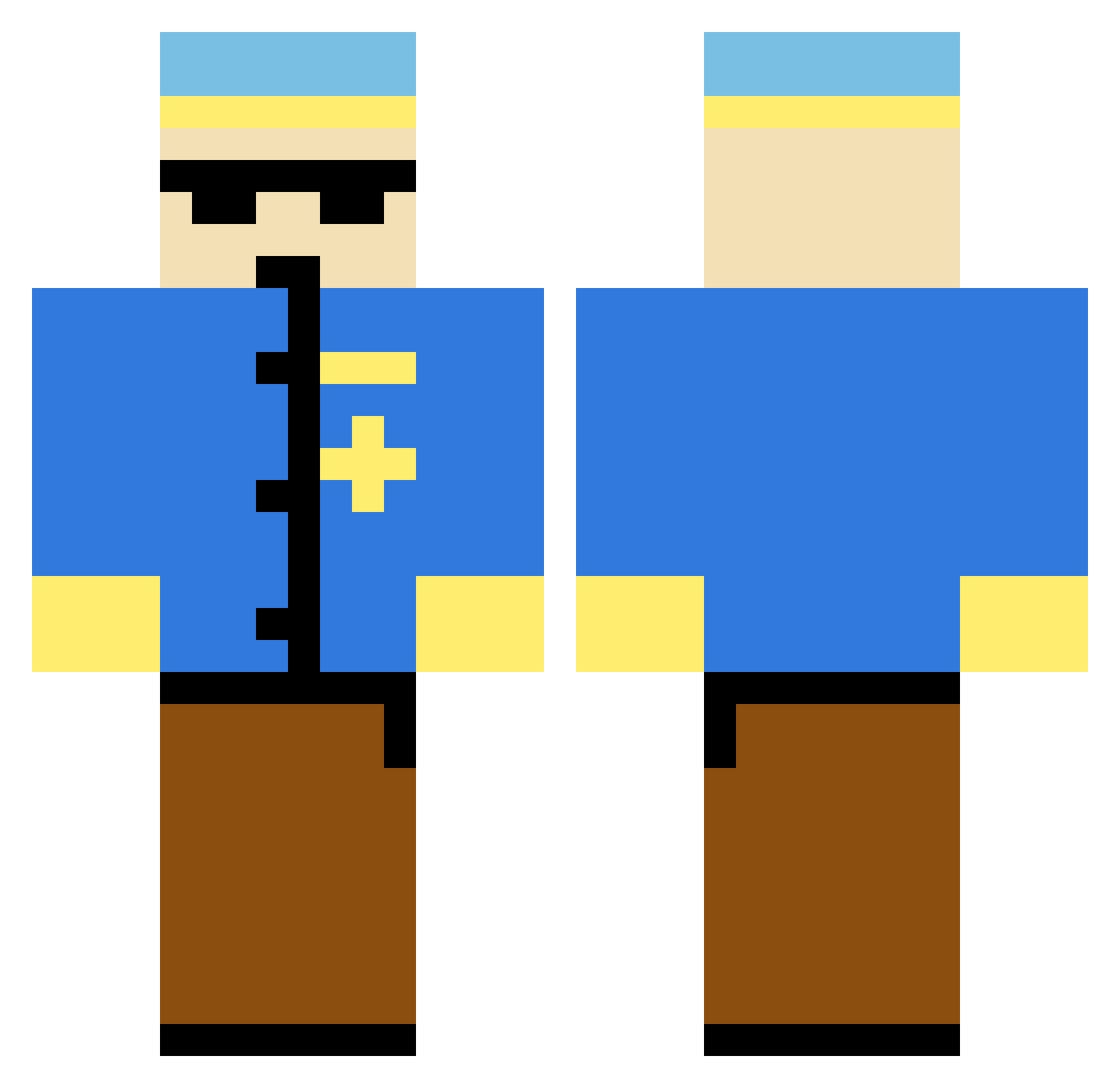 Authoritah Minecraft skin, front and back view