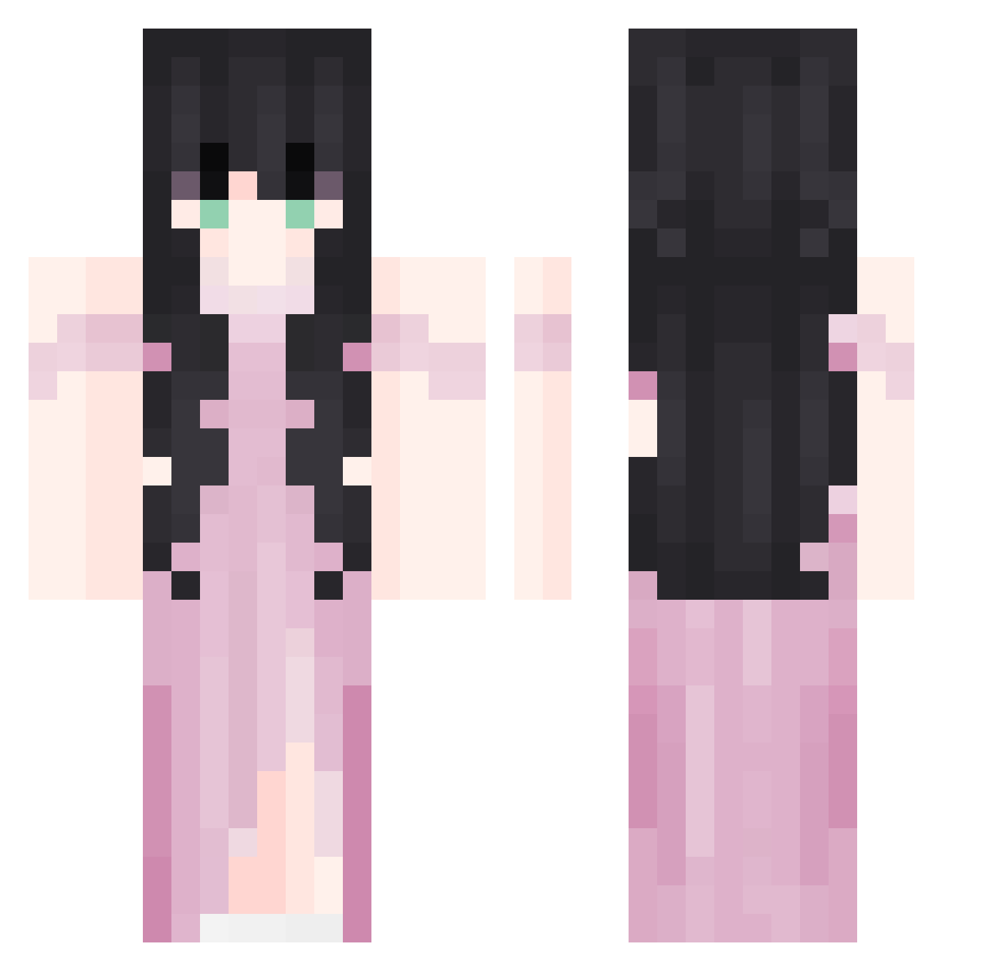 Miaoc Minecraft skin, front and back view