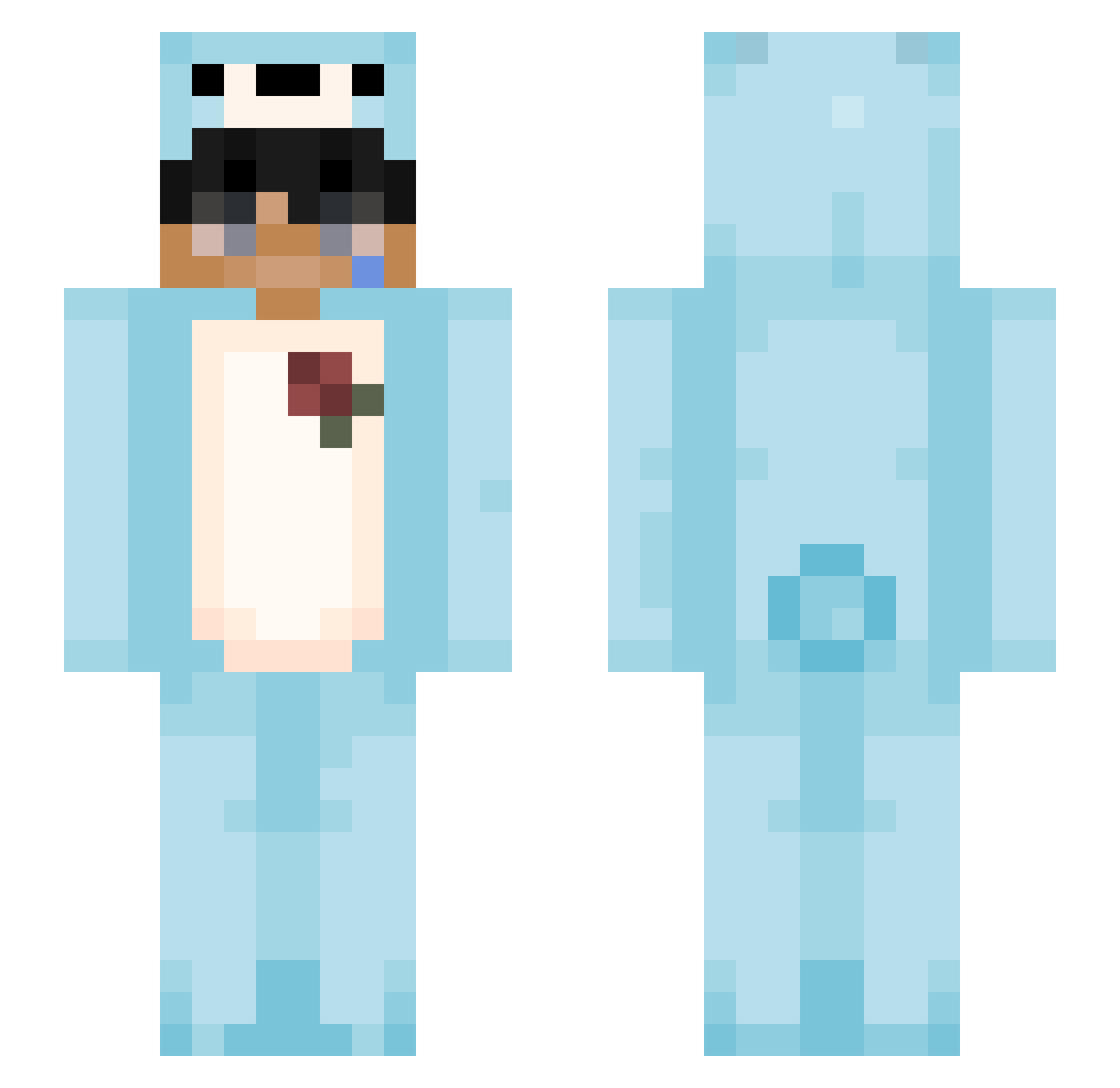 TTTdurchgespielt Minecraft skin, front and back view