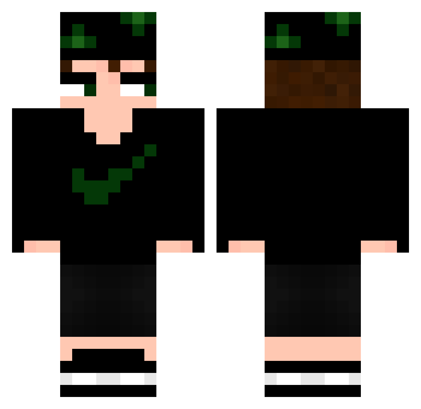 Overdeveloping Minecraft skin, front and back view